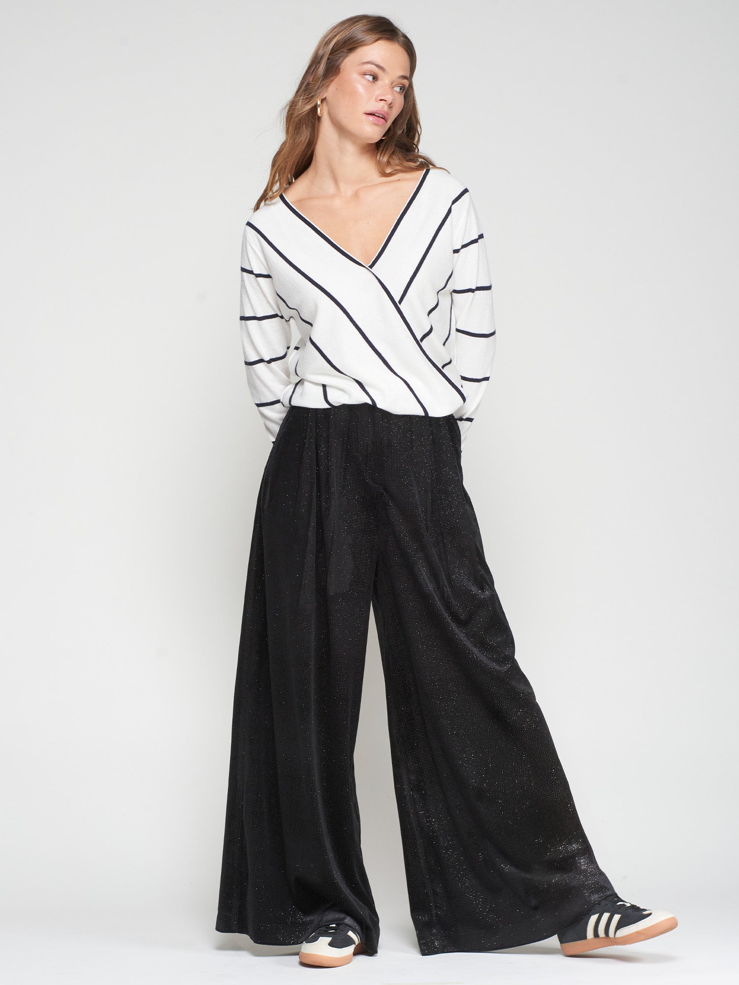 VILAGALLO BLACK VELVET SEQUIN TROUSERS 32654 225