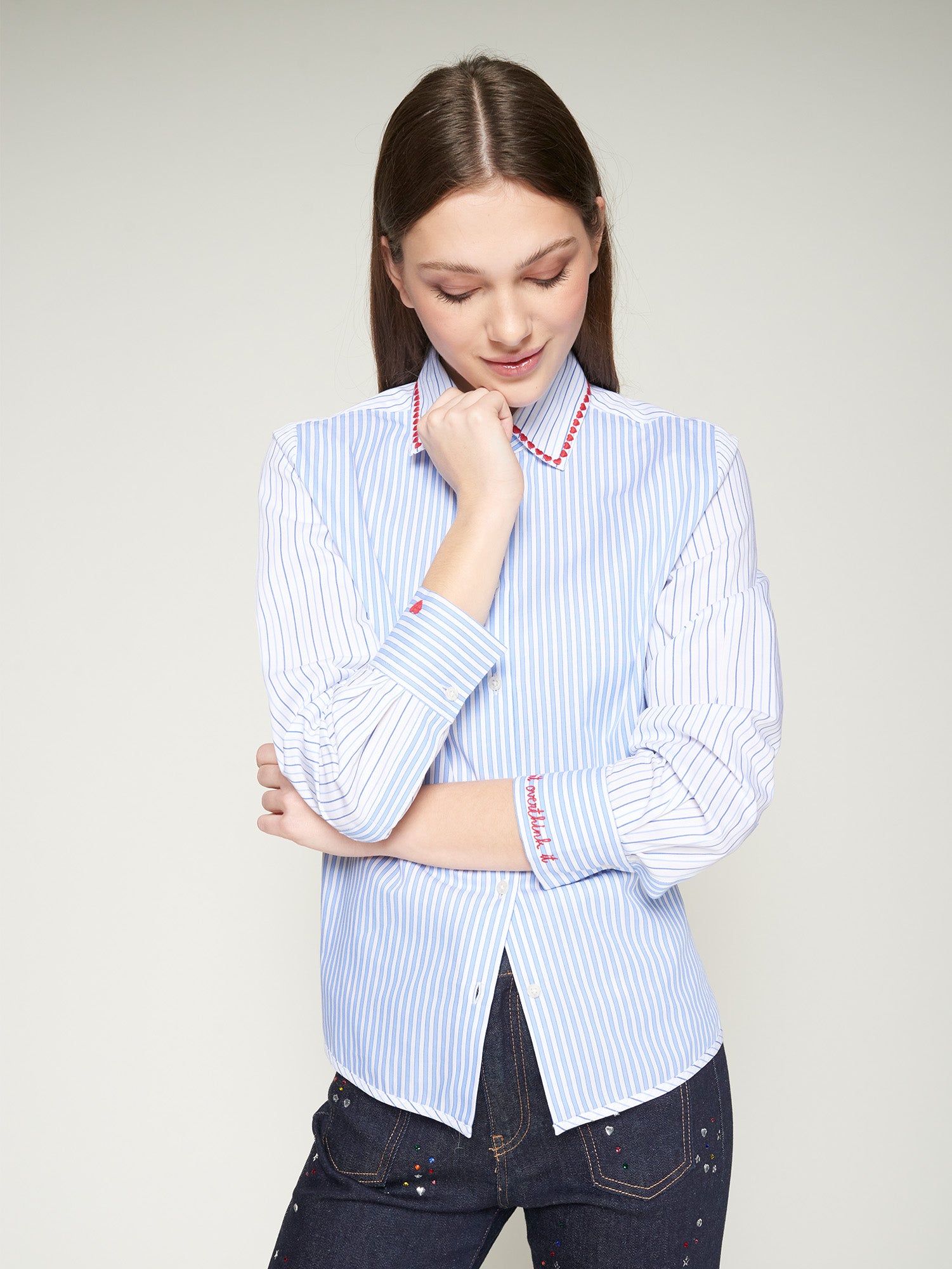 VILAGALLO STRIPE HEART BLOUSE 32660 225