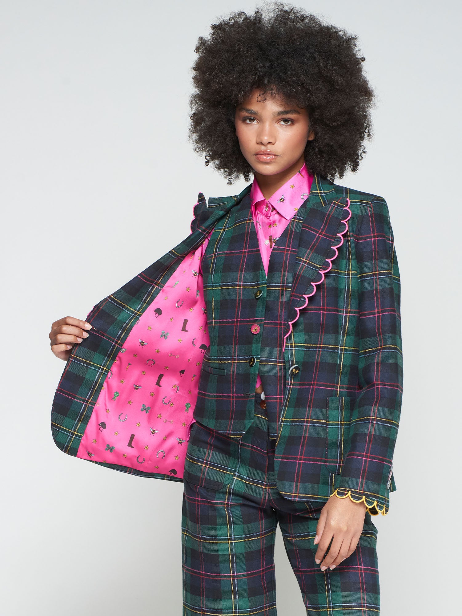 VILAGALLO GREEN CHECK JACKET 32693 225