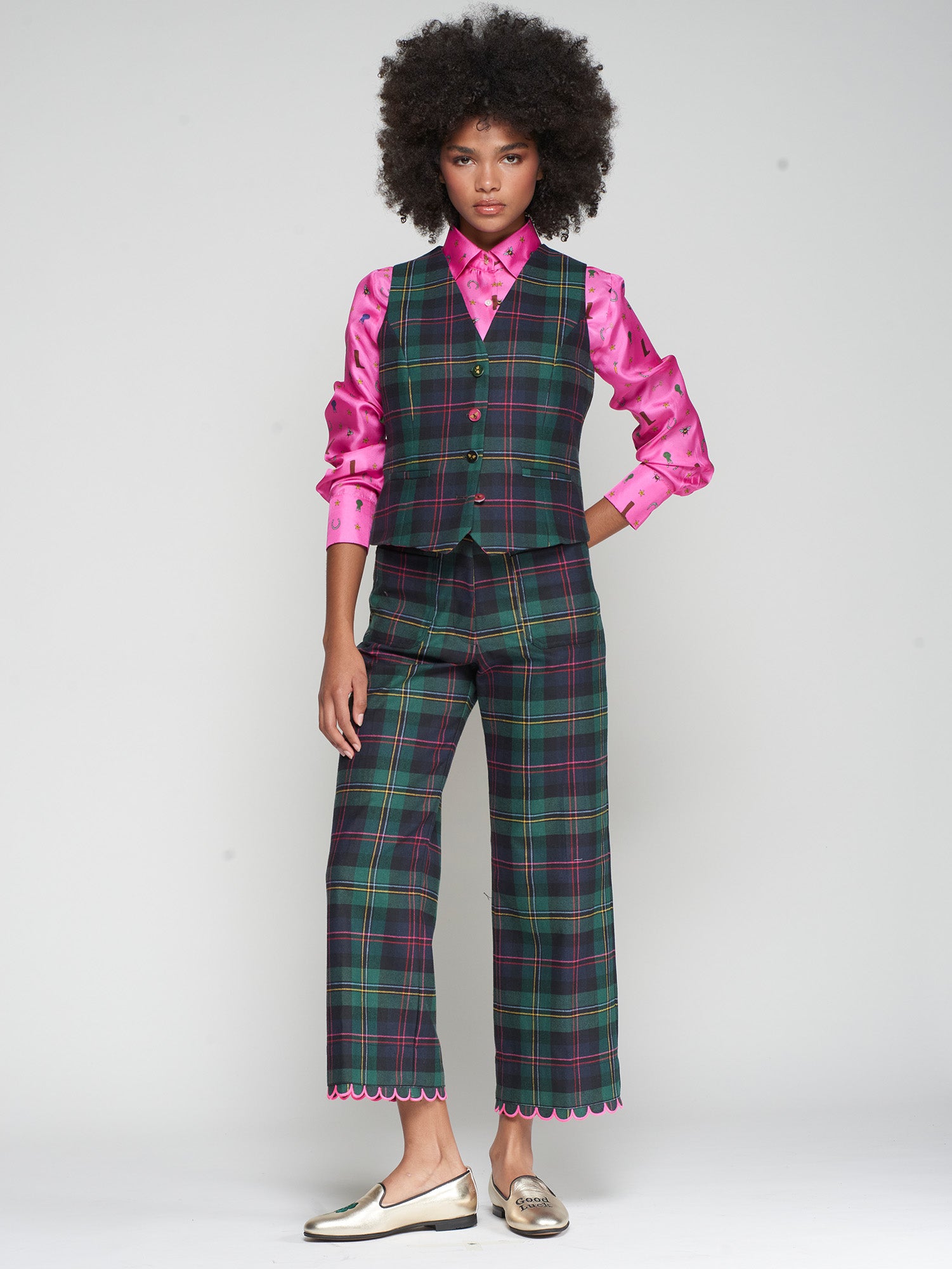 VILAGALLO GREEN CHECK TROUSERS 32694 225