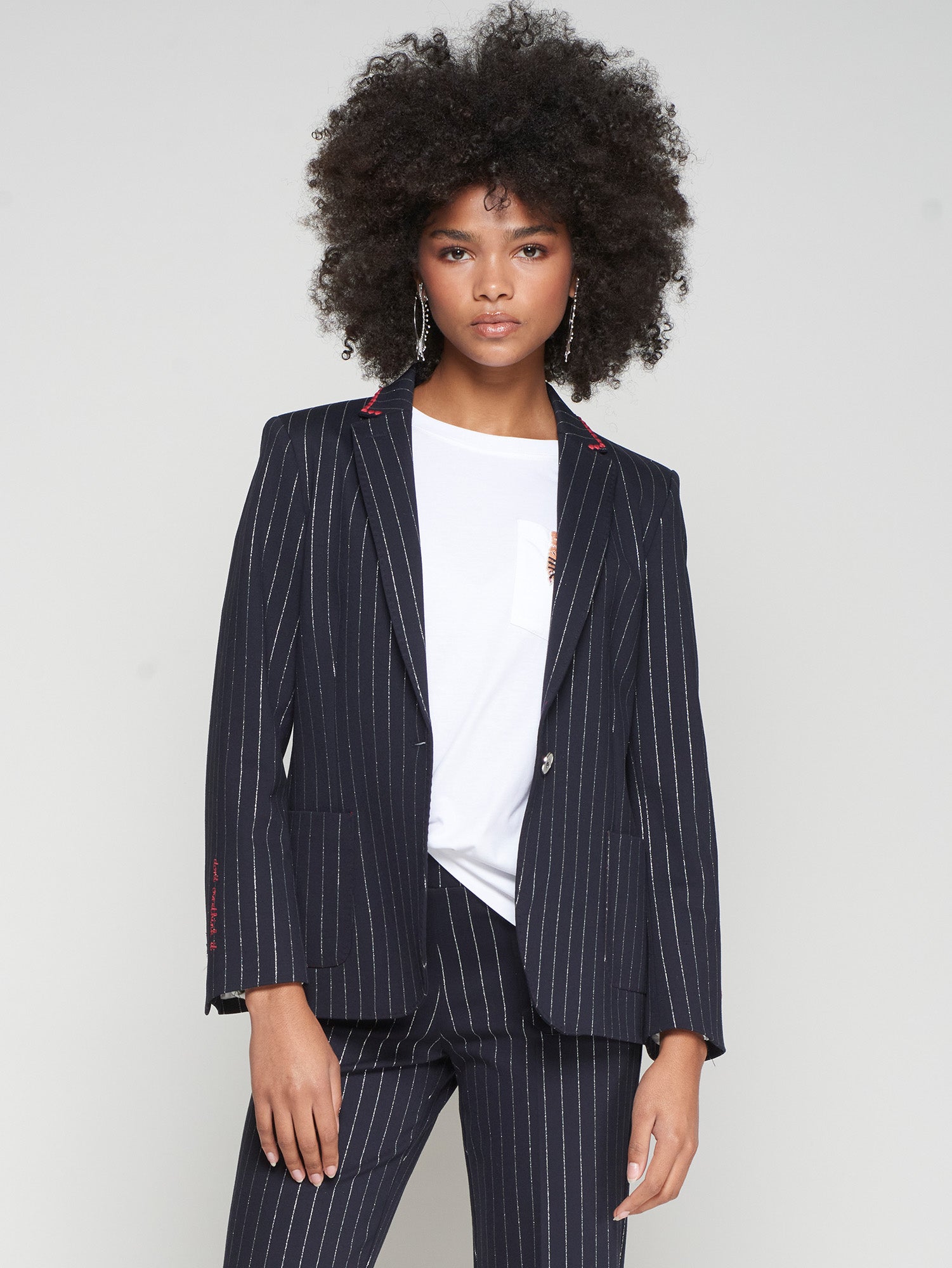 VILAGALLO NAVY STRIPE HEART BLAZER 32719 225