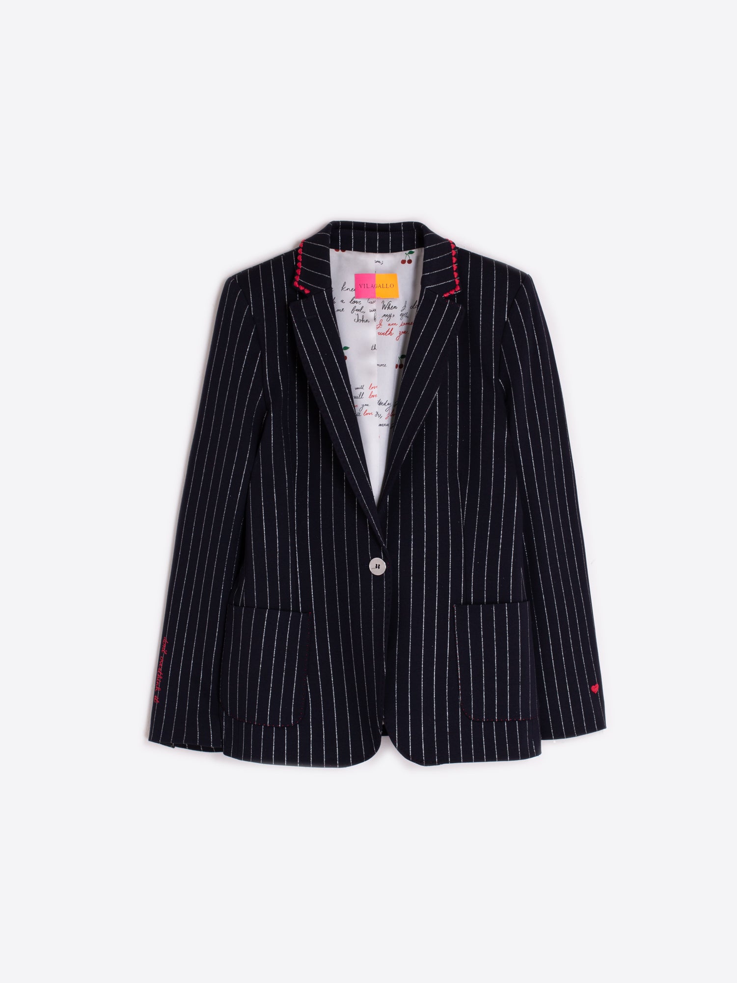VILAGALLO NAVY STRIPE HEART BLAZER 32719 225