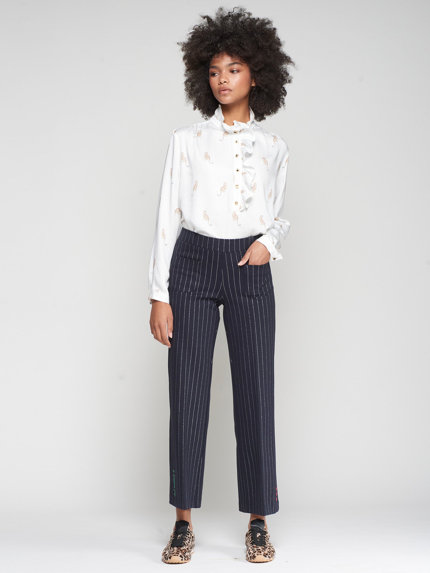 VILAGALLO NAVY STRIPE TROUSERS 32720 225