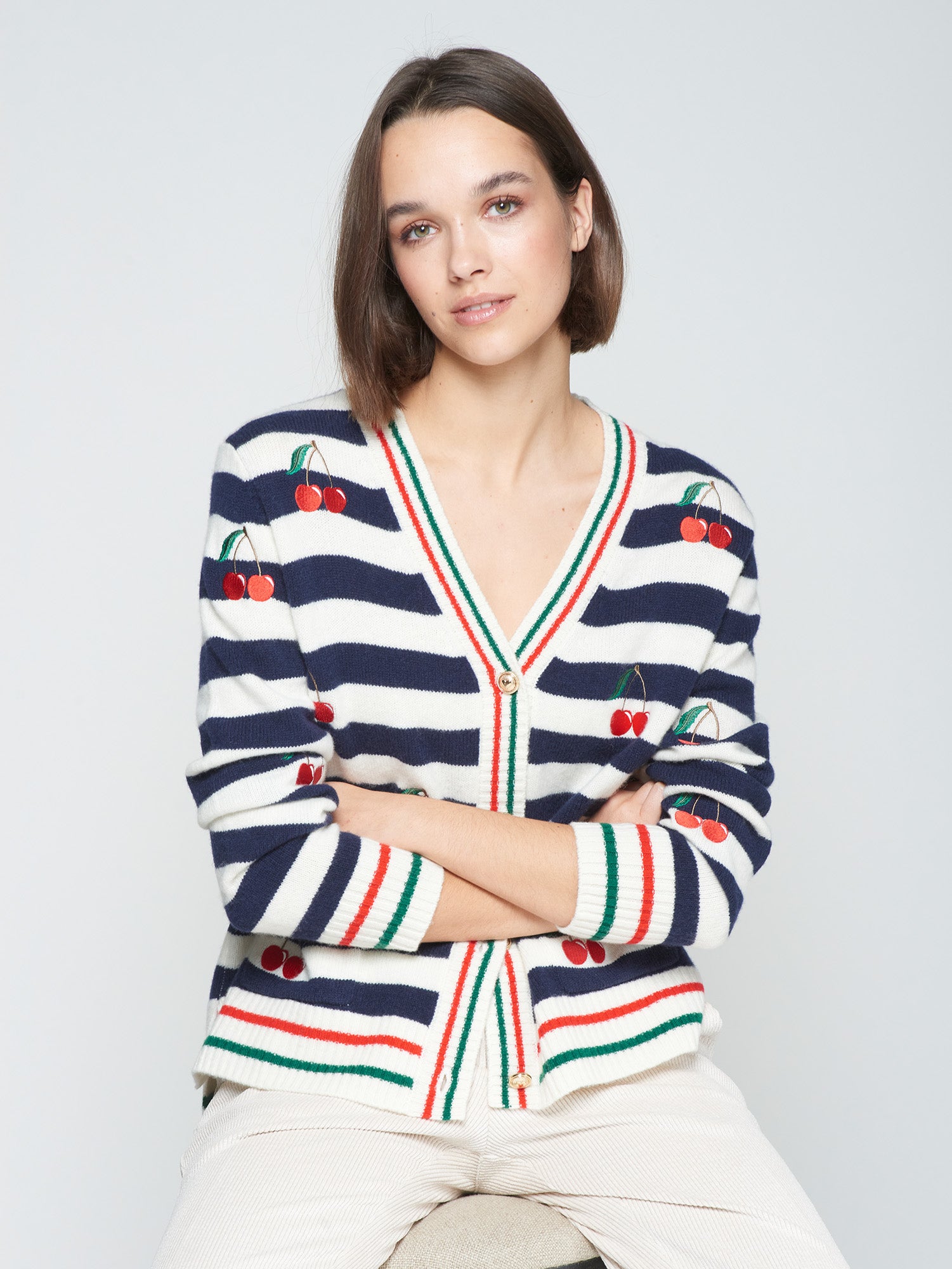 VILAGALLO NAVY CHERRY CARDIGAN 32728 225
