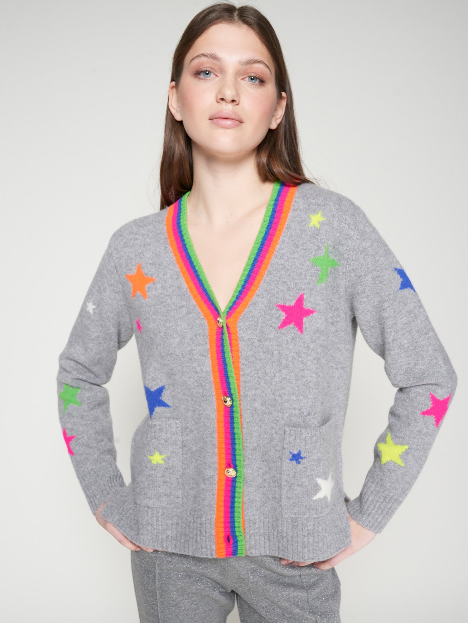 VILAGALLO GREY STAR CARDIGAN 32734 225