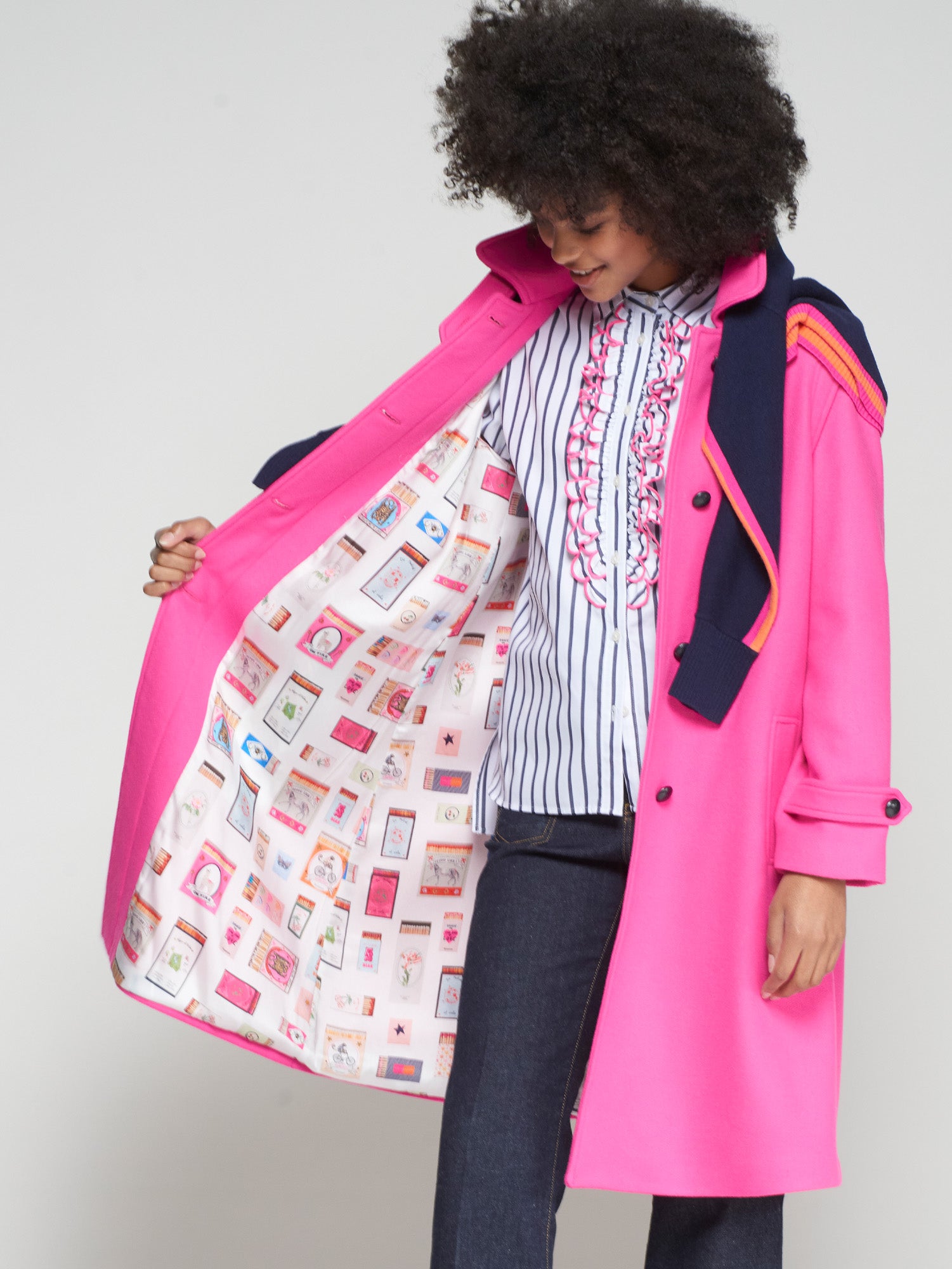 VILAGALLO PINK PLEAT BACK COAT 32798 225
