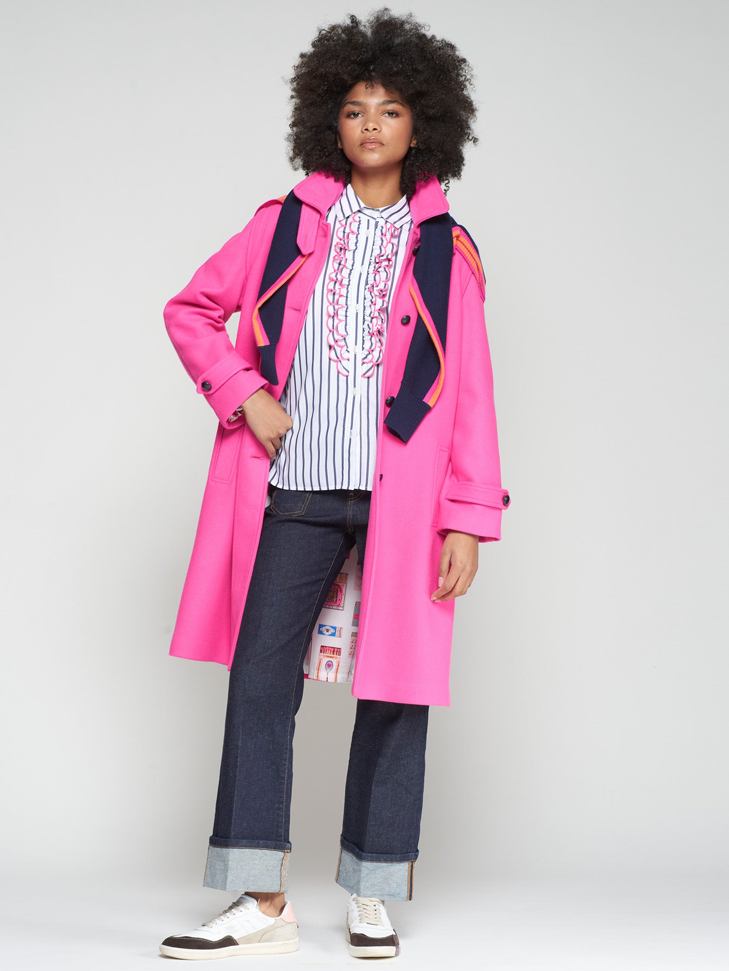 VILAGALLO PINK PLEAT BACK COAT 32798 225