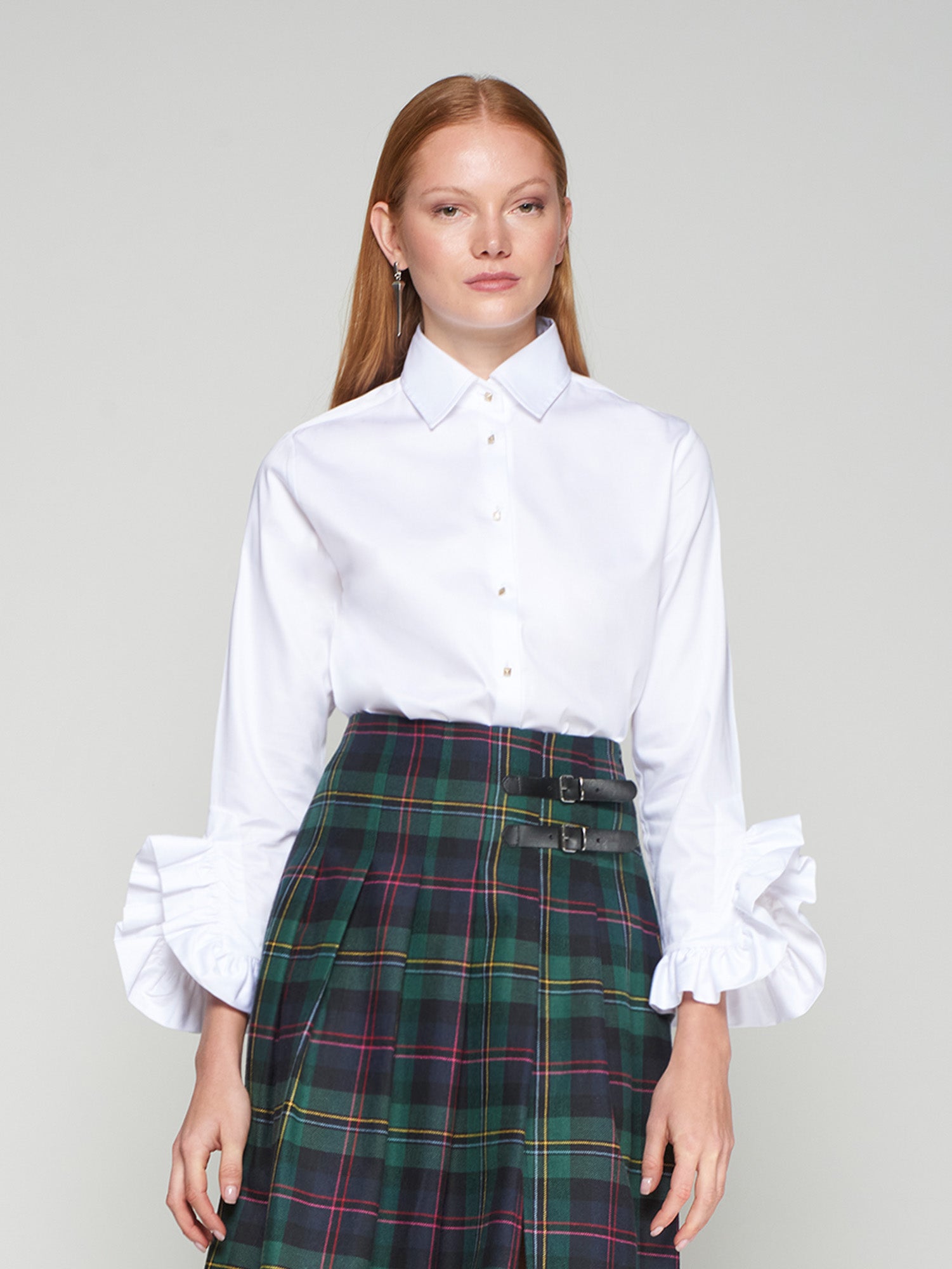 VILAGALLO WHITE FRILL SHIRT 32817 225