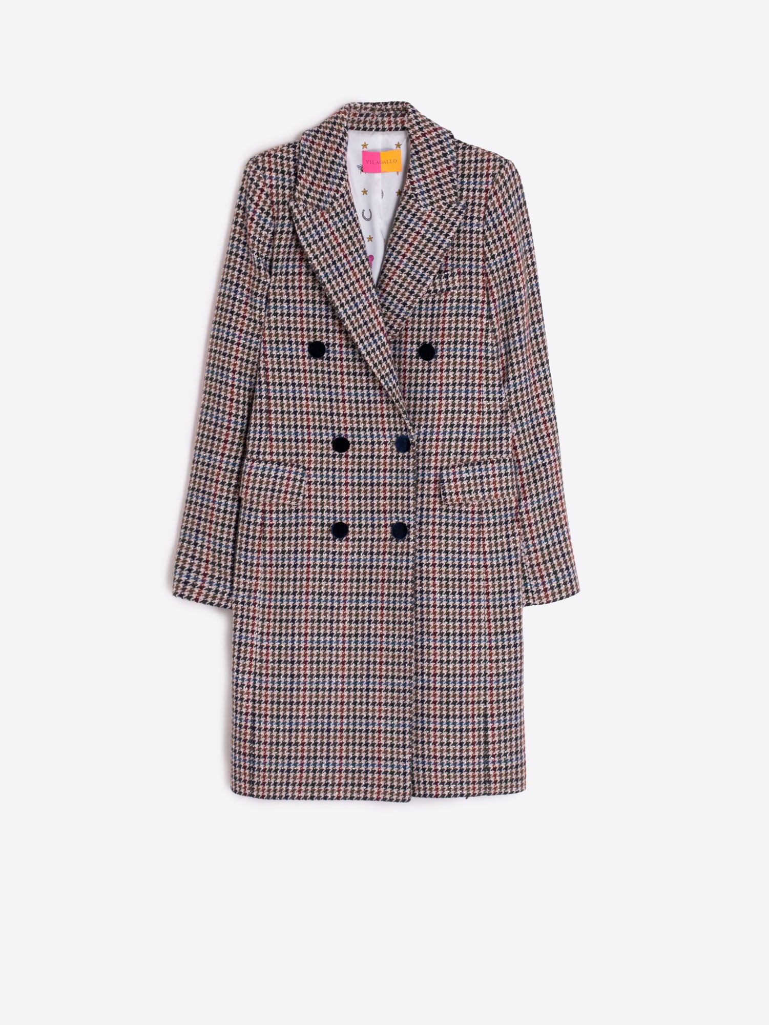 VILAGALLO NAVY CHECK 3/4 COAT 32823 225