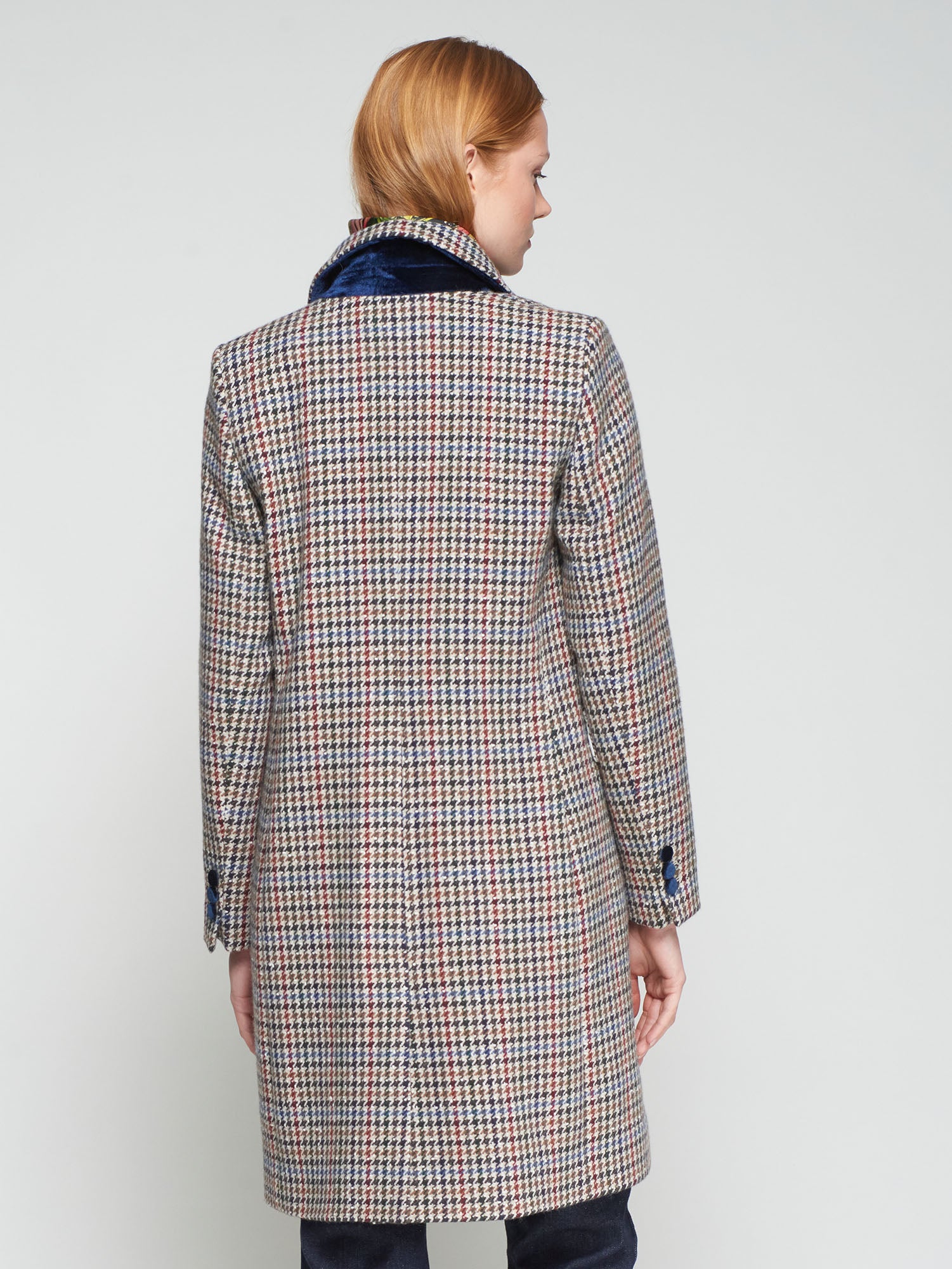 VILAGALLO NAVY CHECK 3/4 COAT 32823 225