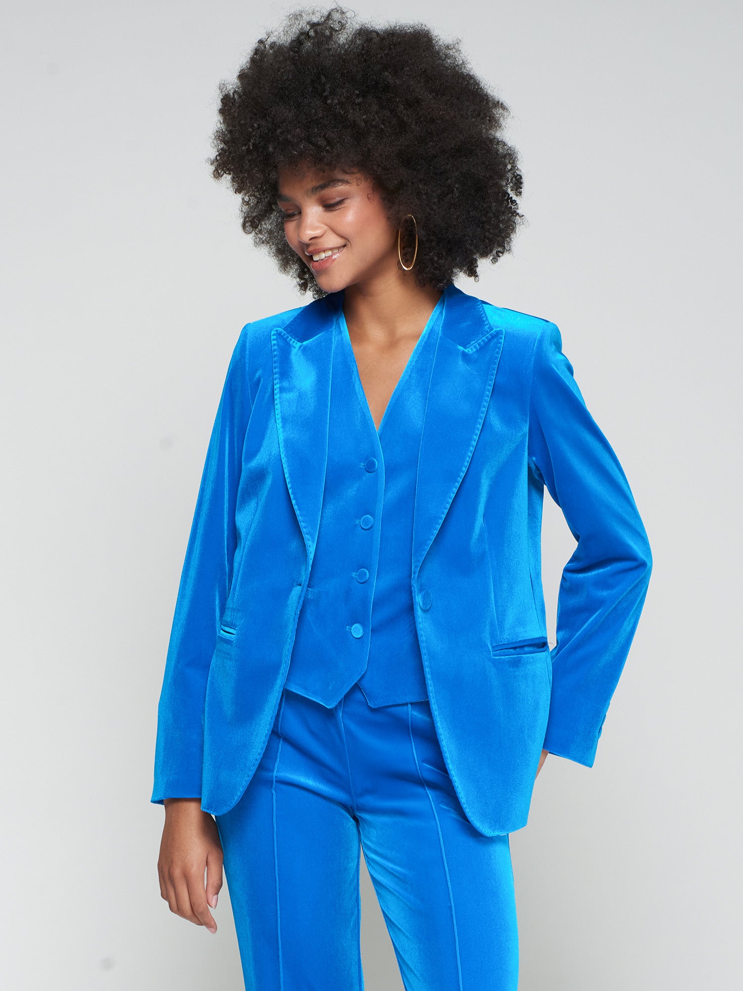 VILAGALLO TURQUOISE VELVET BLAZER 32870 225