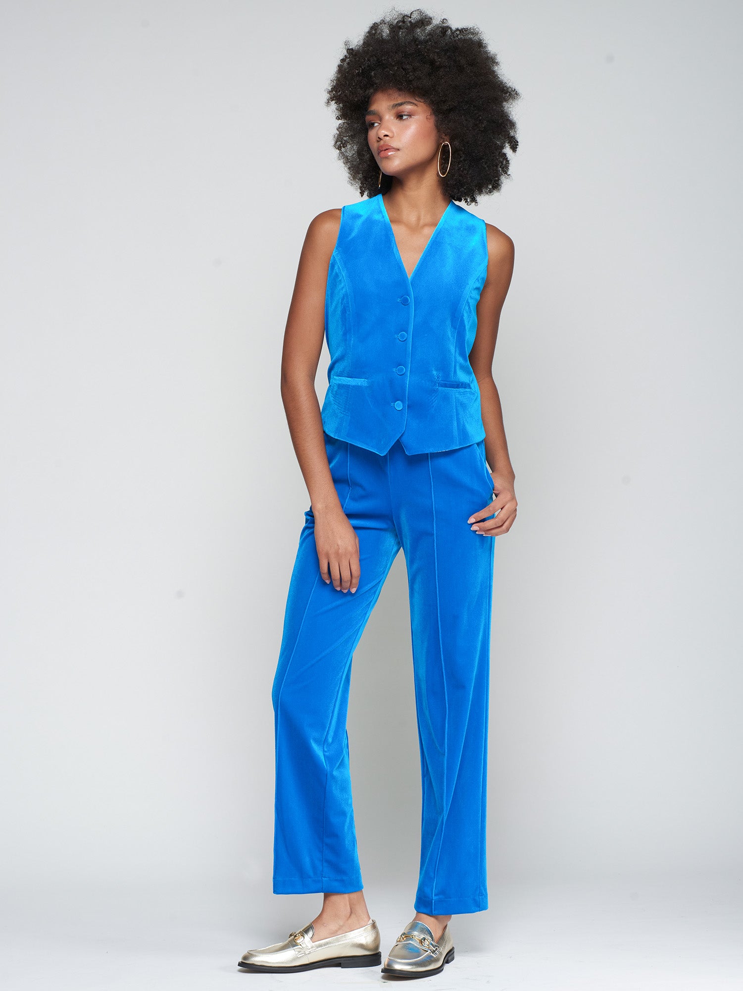 VILAGALLO TURQUOISE VELVET TROUSERS 32872 225