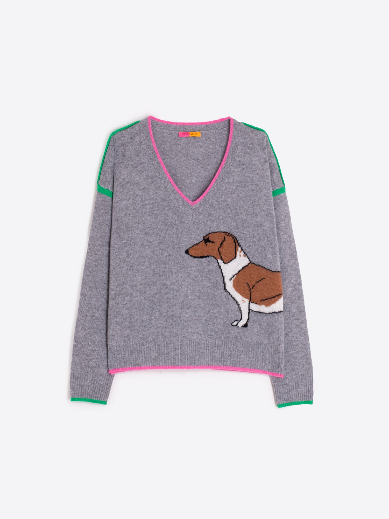 VILAGALLO GREY V-NECK KNIT 32895 225