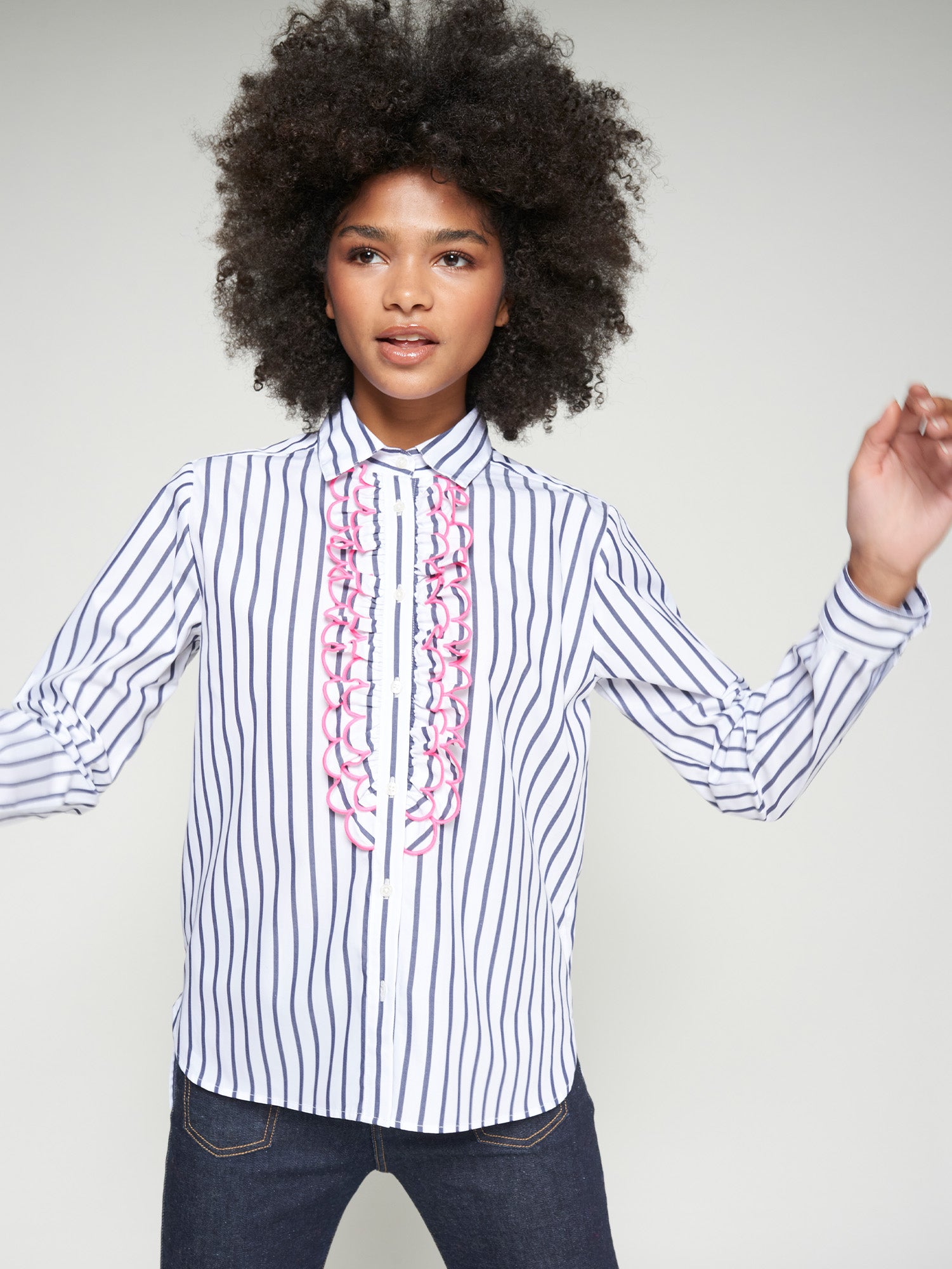 VILAGALLO NAVY STRIPE BLOUSE 32962 225
