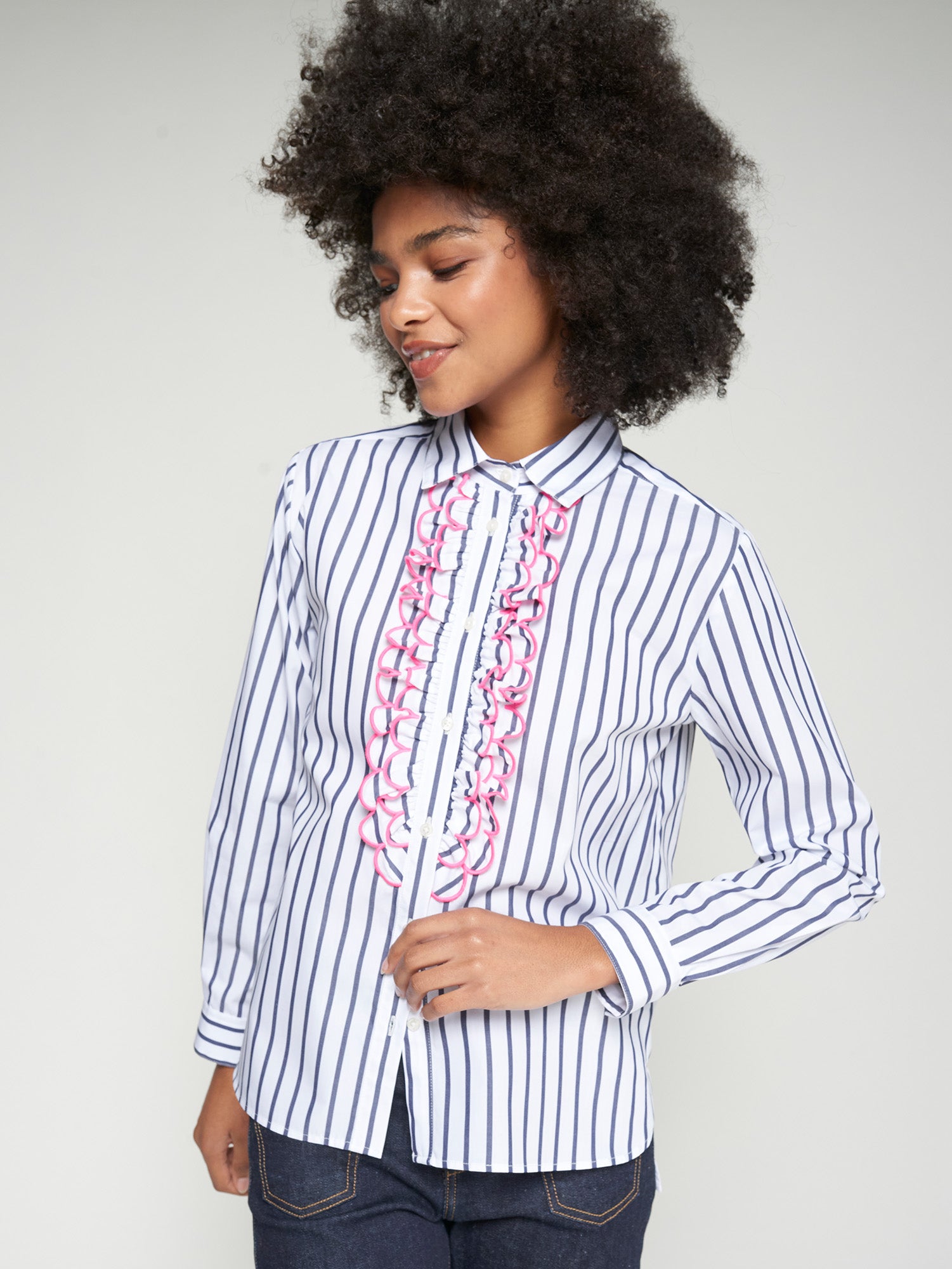 VILAGALLO NAVY STRIPE BLOUSE 32962 225