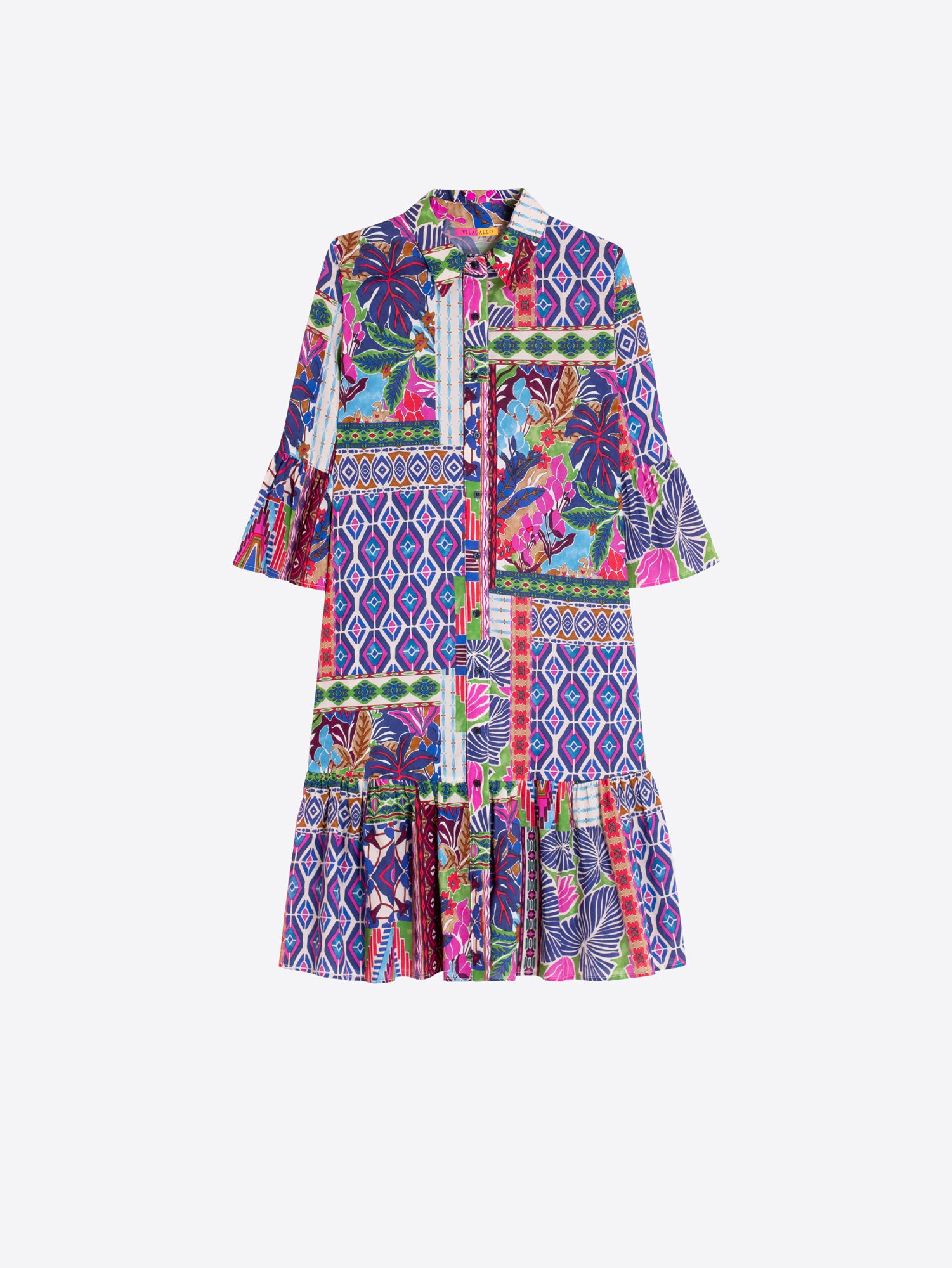 VILAGALLO PINK PRINT SHORT DRESS 33323 126