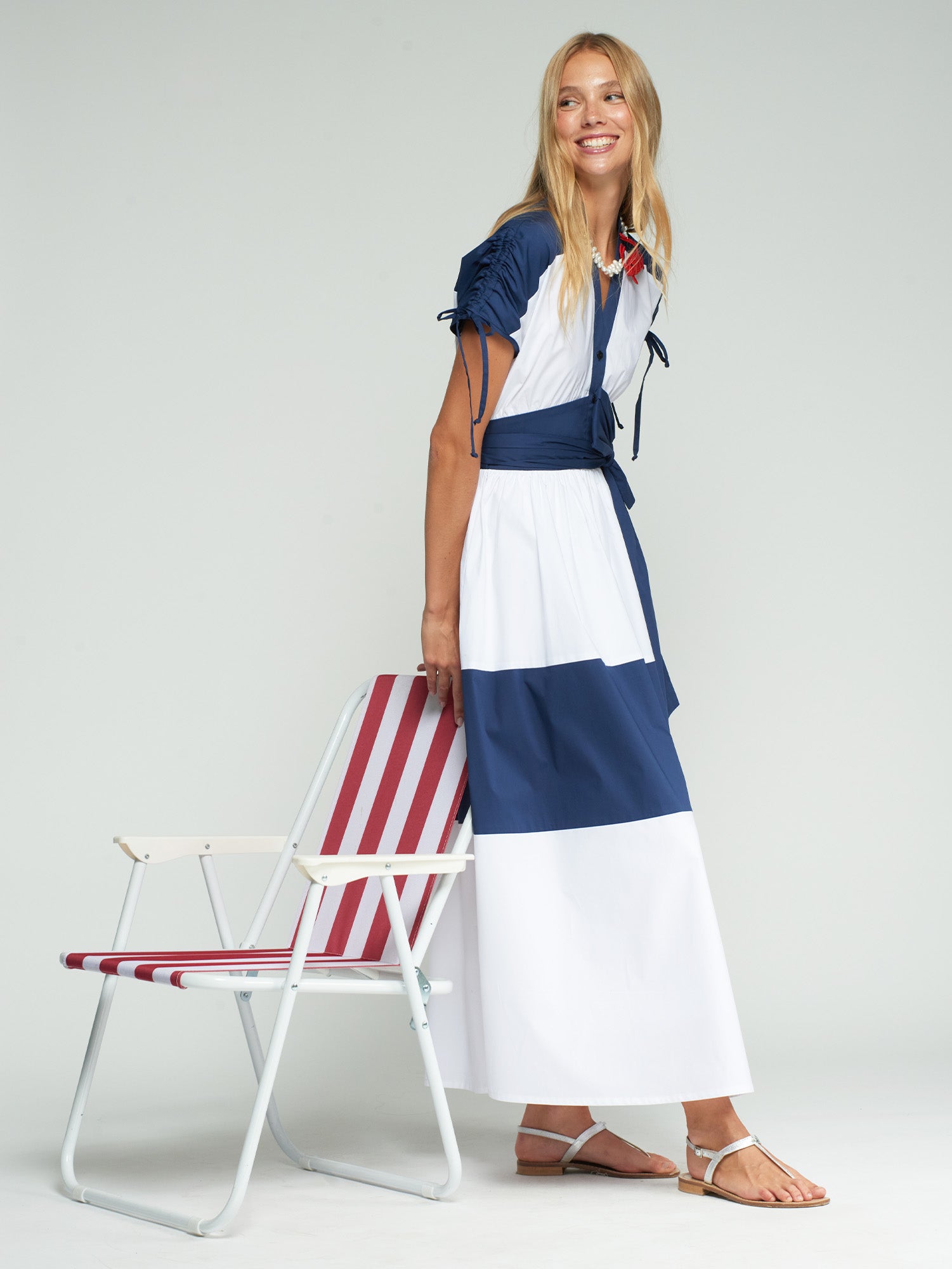 VILAGALLO NAVY STRIPE DRESS 33434