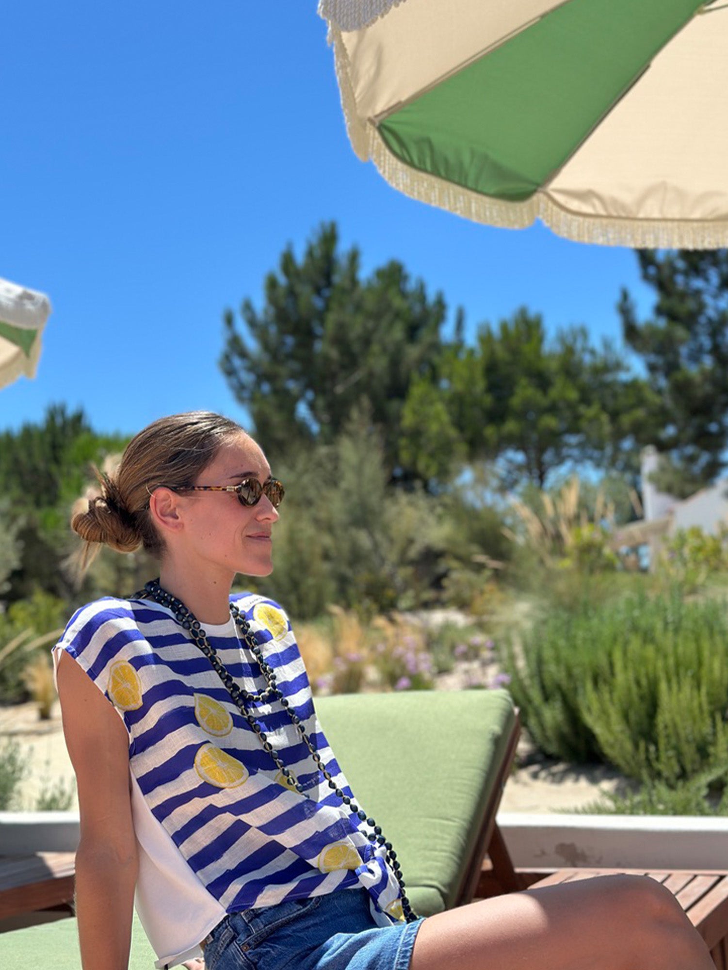 VILAGALLO BLACK STRIPE LEMON PRINT TOP 33446 126