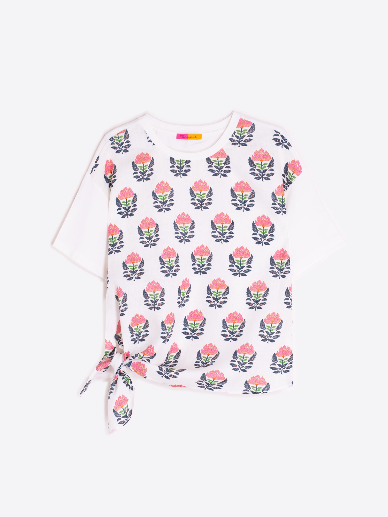 VILAGALLO PINK FLORAL PRINT TOP 33447 126
