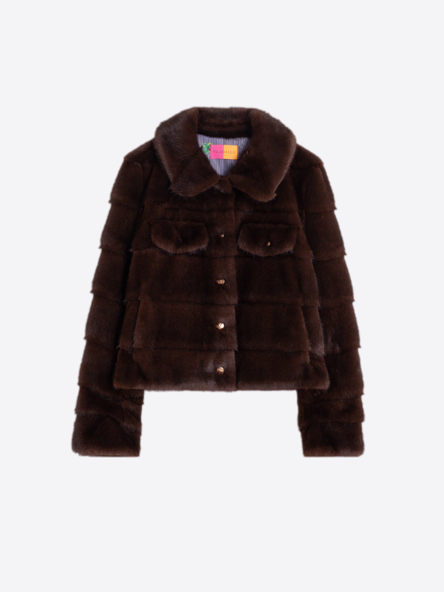 VILAGALLO BROWN CROPPED FUR COAT 33763 226