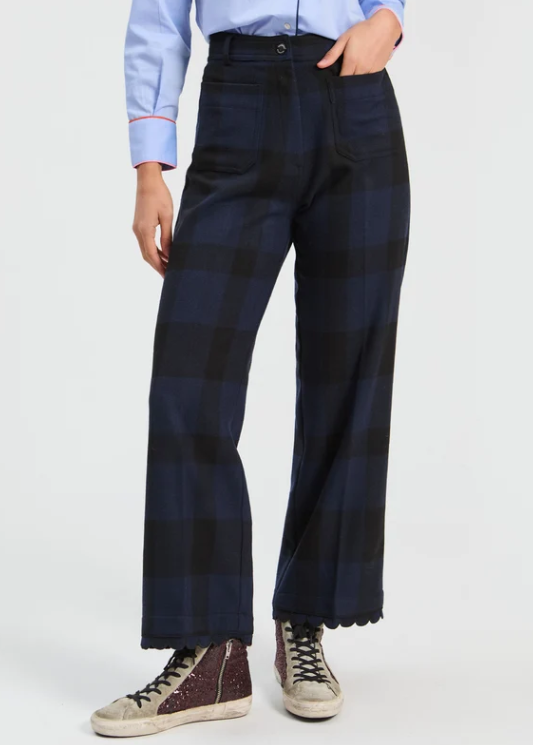 VILAGALLO NAVY CHECK TROUSERS 33849 226
