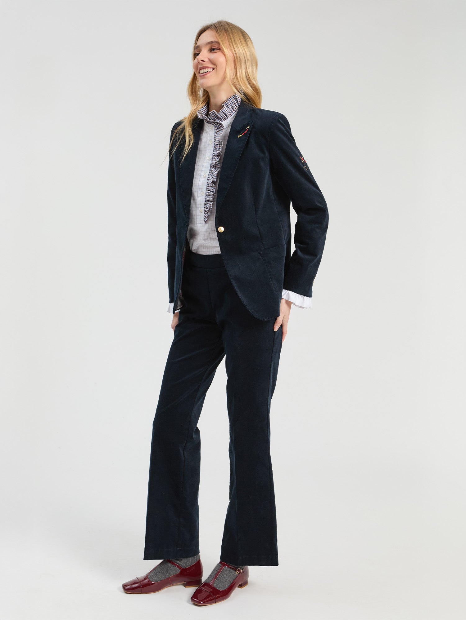 VILAGALLO NAVY VELVET TROUSERS 33864 226