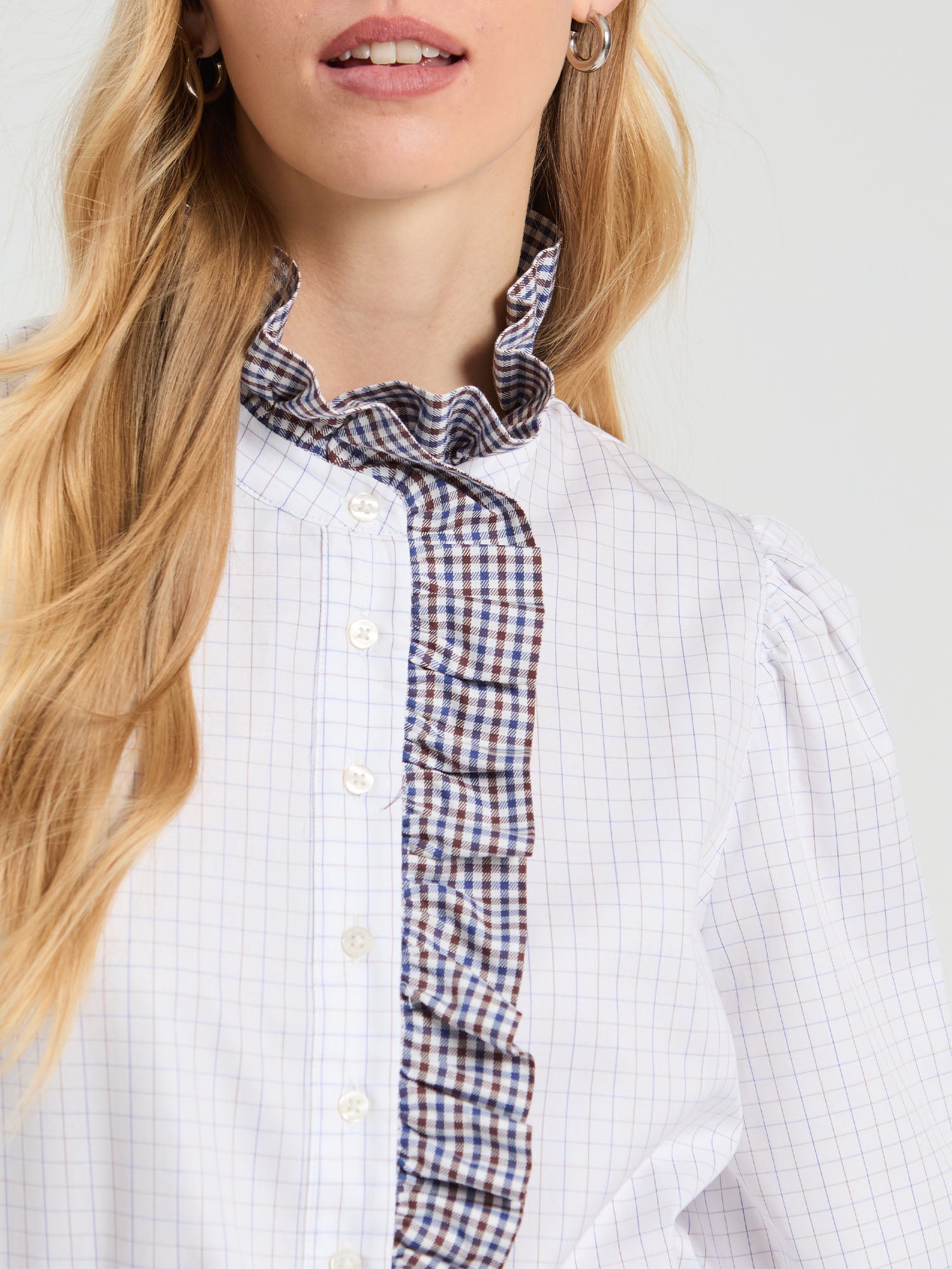 VILAGALLO WHITE TRIM BLOUSE 33985 226