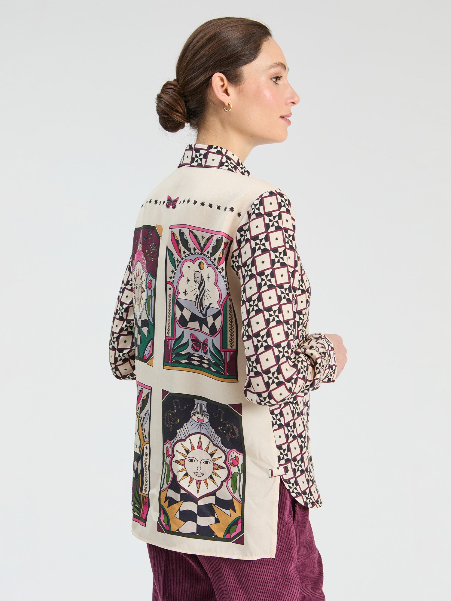 VILAGALLO CREAM GEOMETRIC BLOUSE 34093 226