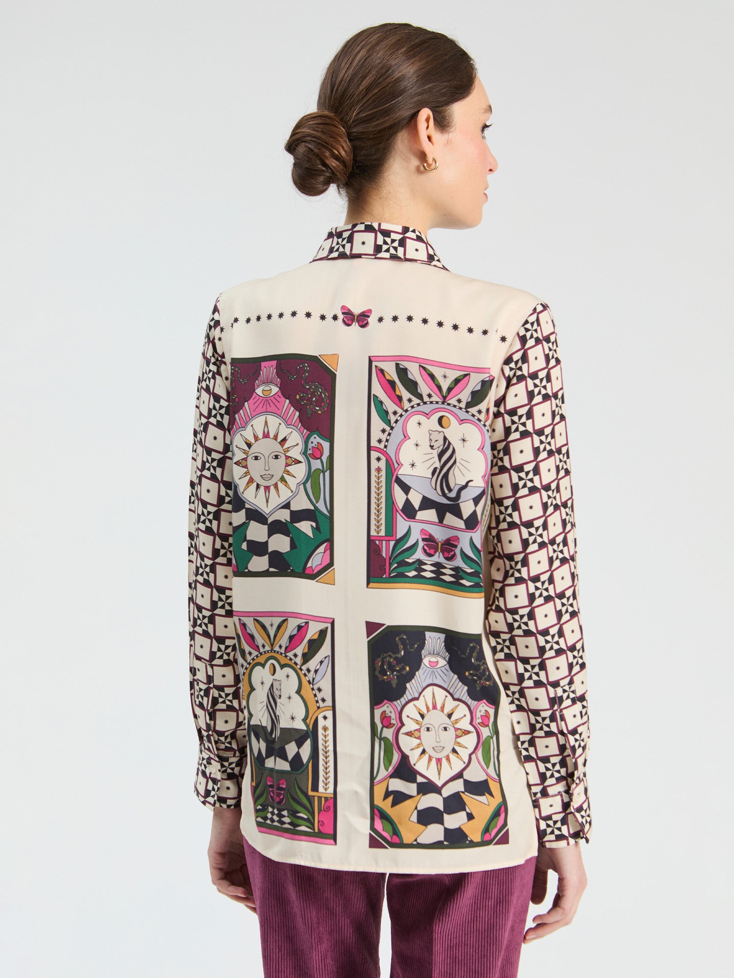 VILAGALLO CREAM GEOMETRIC BLOUSE 34093 226