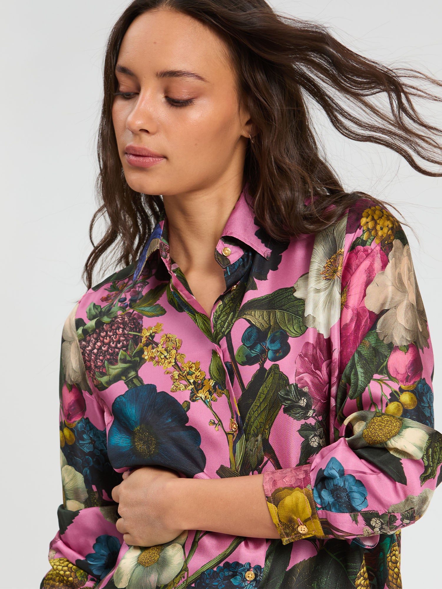 VILAGALLO PINK FLORAL BLOUSE 34098 226