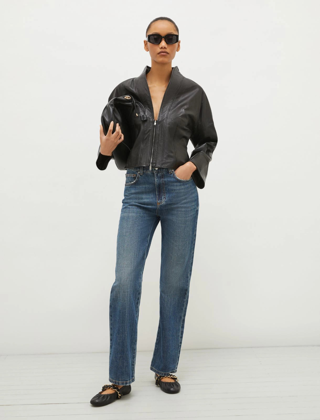 MARELLA DAILY BLACK LEATHER JACKET 125