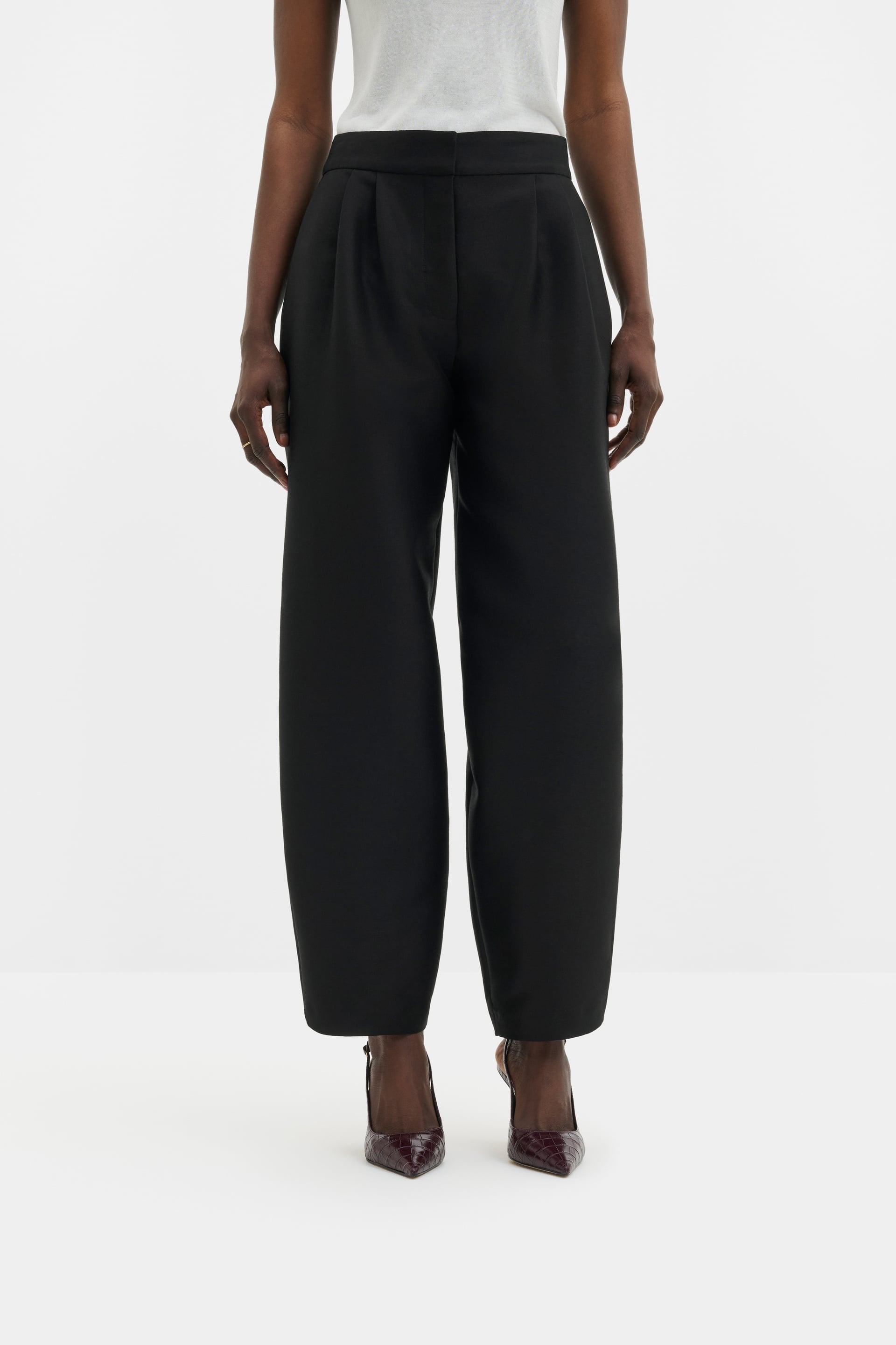 MALINA SMILLA BLACK BARREL LEG WOOL-SILK TROUSERS 226