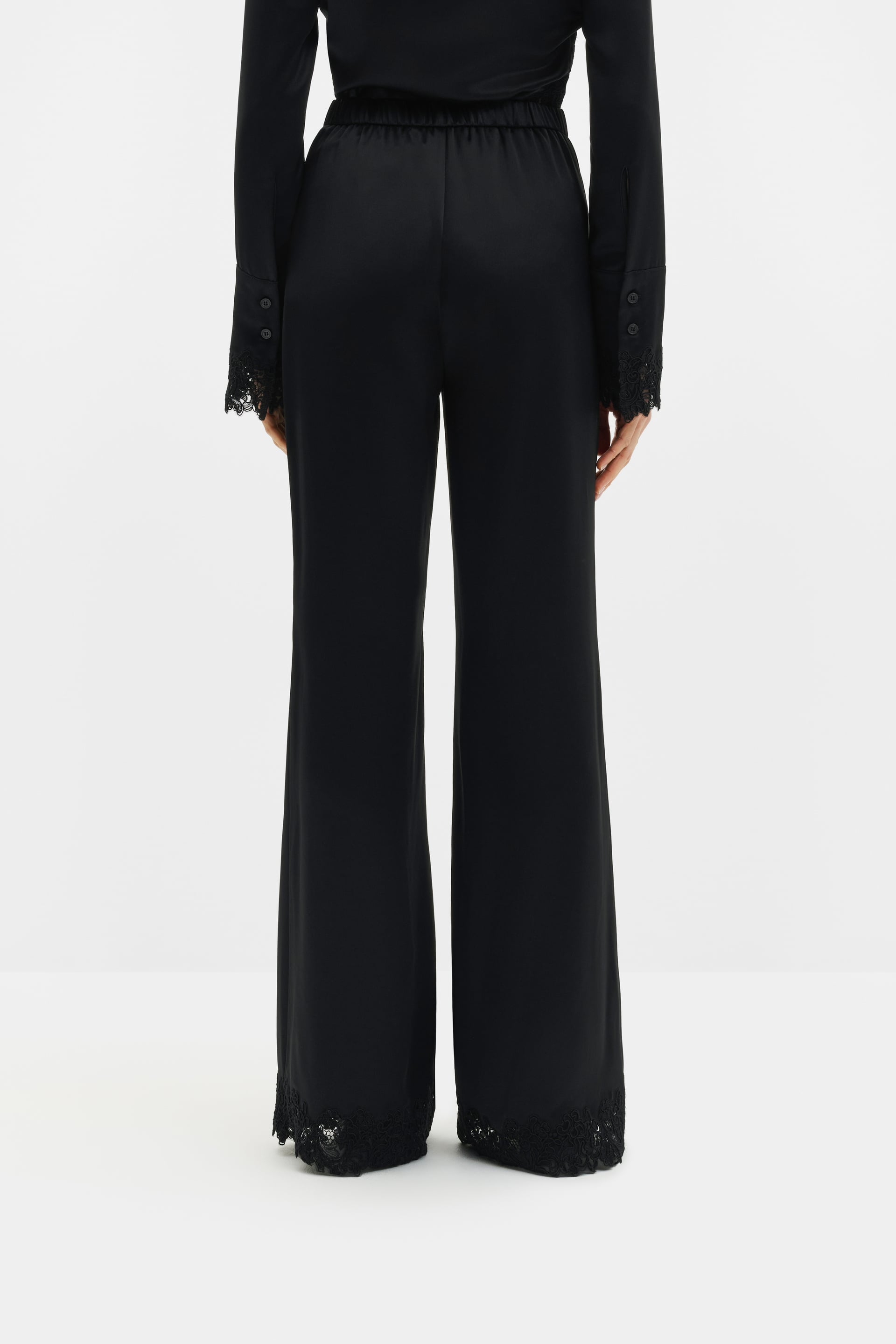 MALINA MARINE BLACK LACE HEM TROUSERS 226