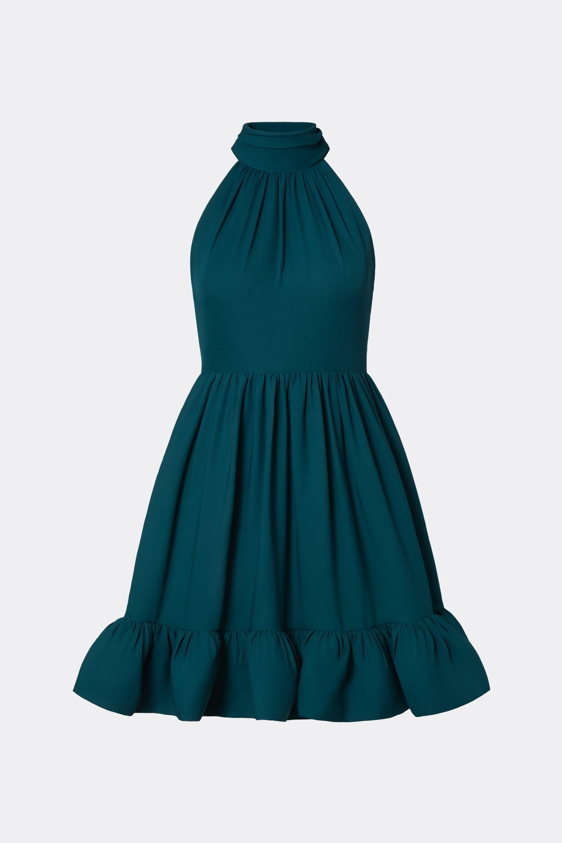 MALINA FERN TEAL HALTERNECK MINI DRESS 226