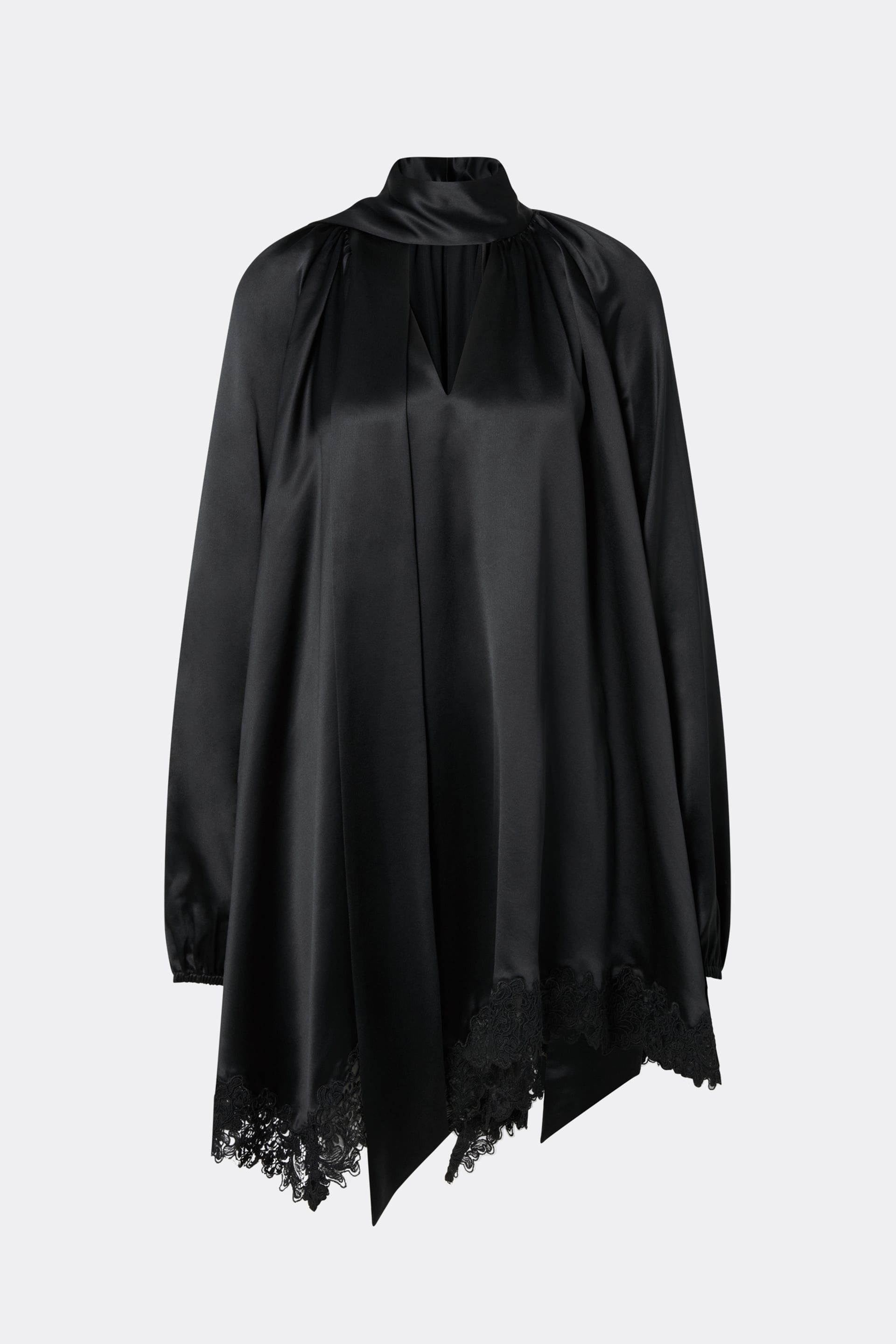 MALINA NOREA BLACK LACE HEM SATIN DRESS 226