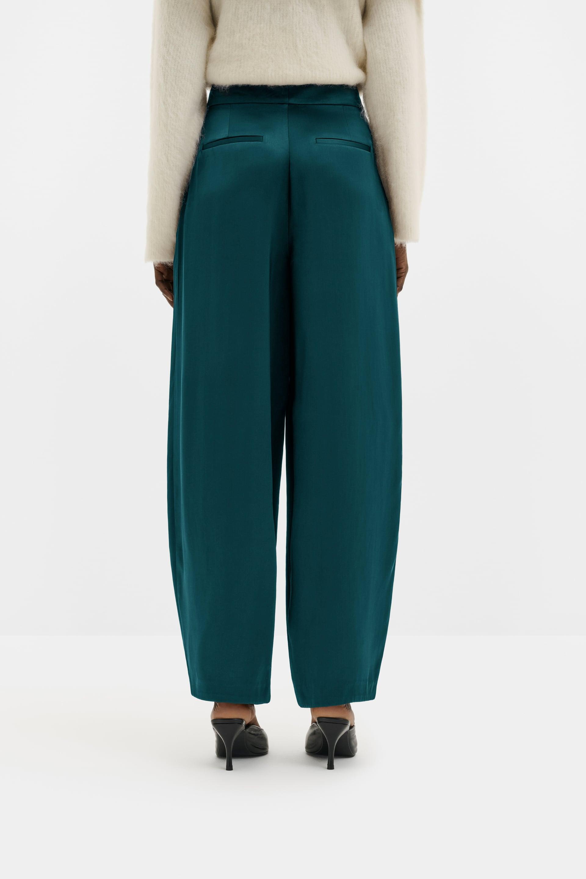 MALINA SMILLA TEAL SATIN BARREL LEG TROUSERS 226