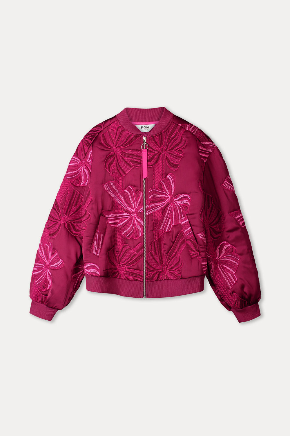 POM WINE PRINTED SATIN BOMBER JACKET 9745 226