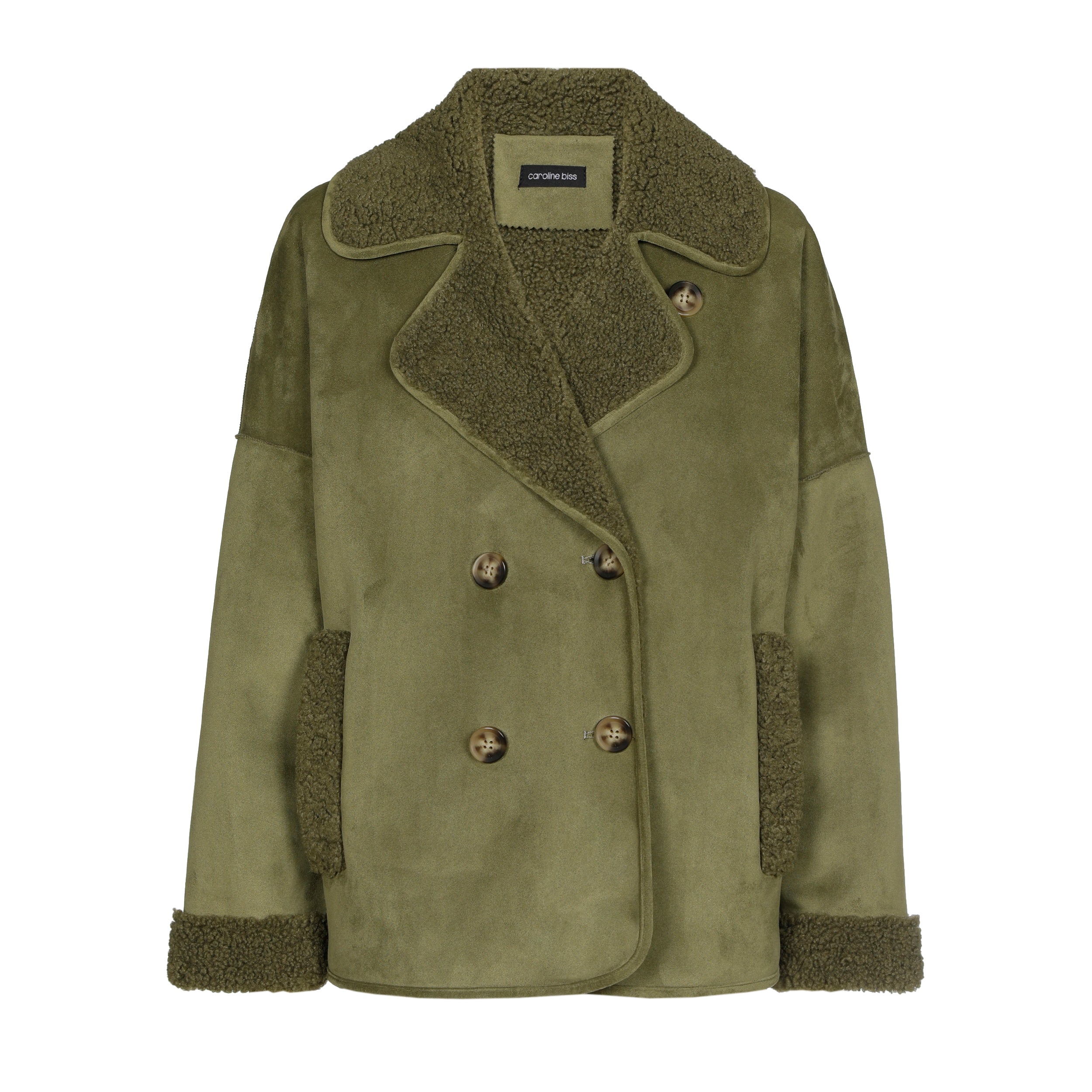 CAROLINE BISS OLIVE SHEARLING JACKET 4444 225
