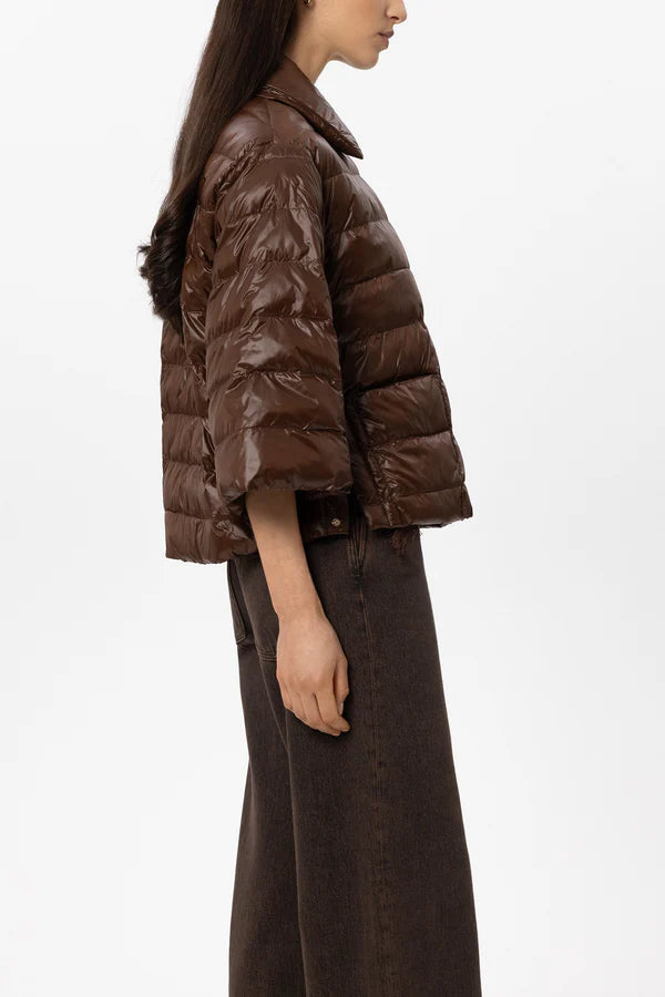 LUISA CERANO BROWN QUILTED SHORT JACKET 448543 226
