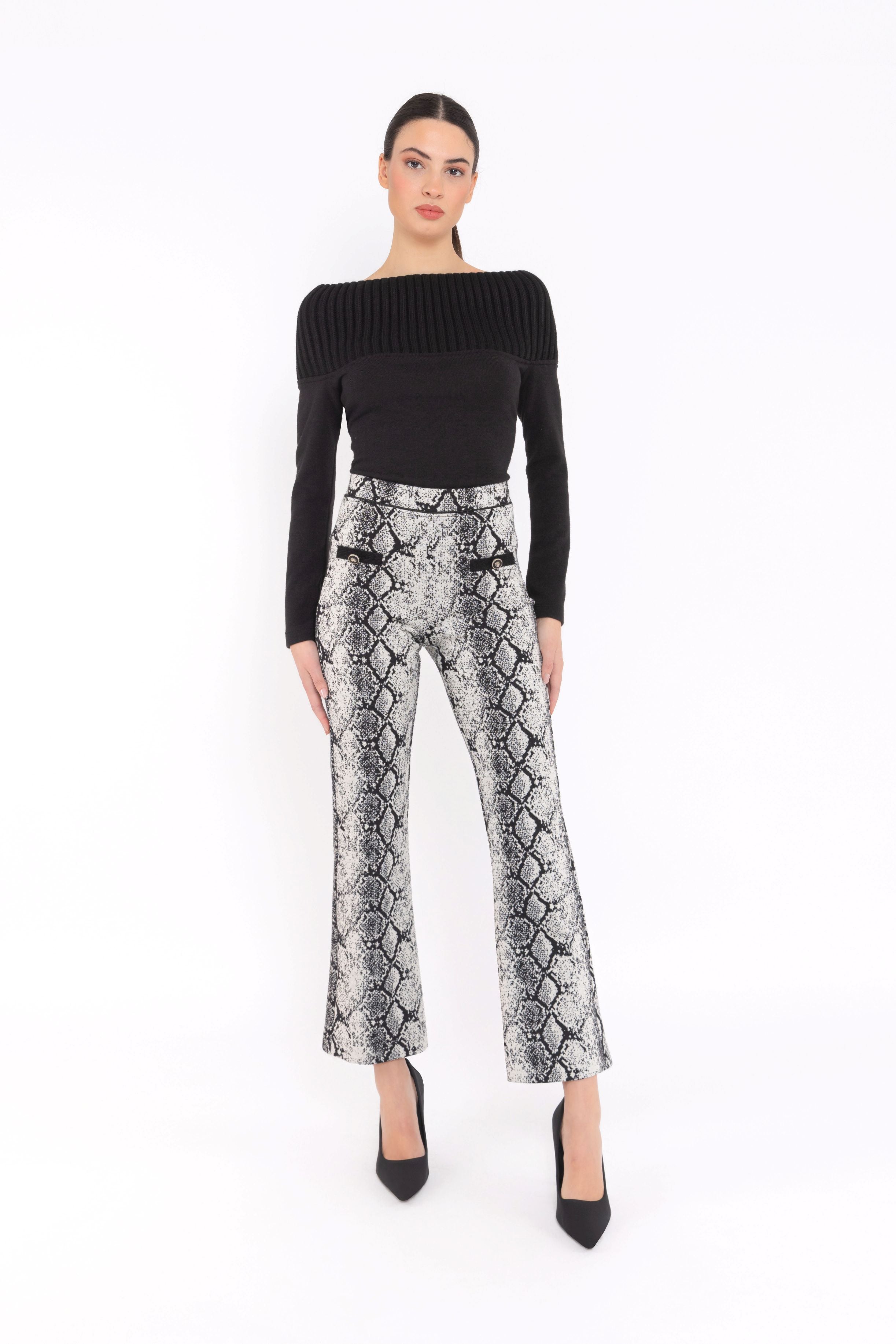 ARGGIDO BLACK SNAKE PRINT TROUSERS 49081 225