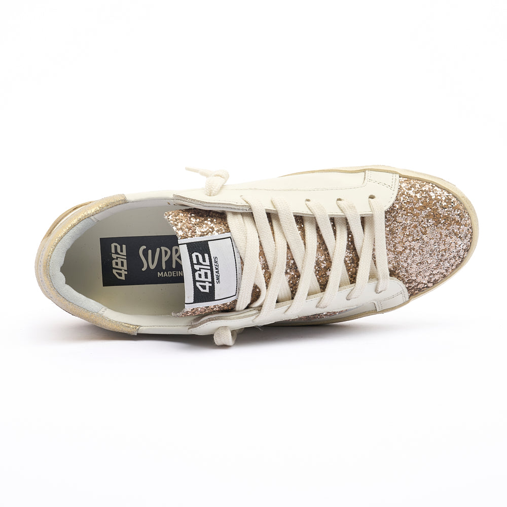 4B12 SUPRIME WHITE SPARKLE TRAINERS D311 125