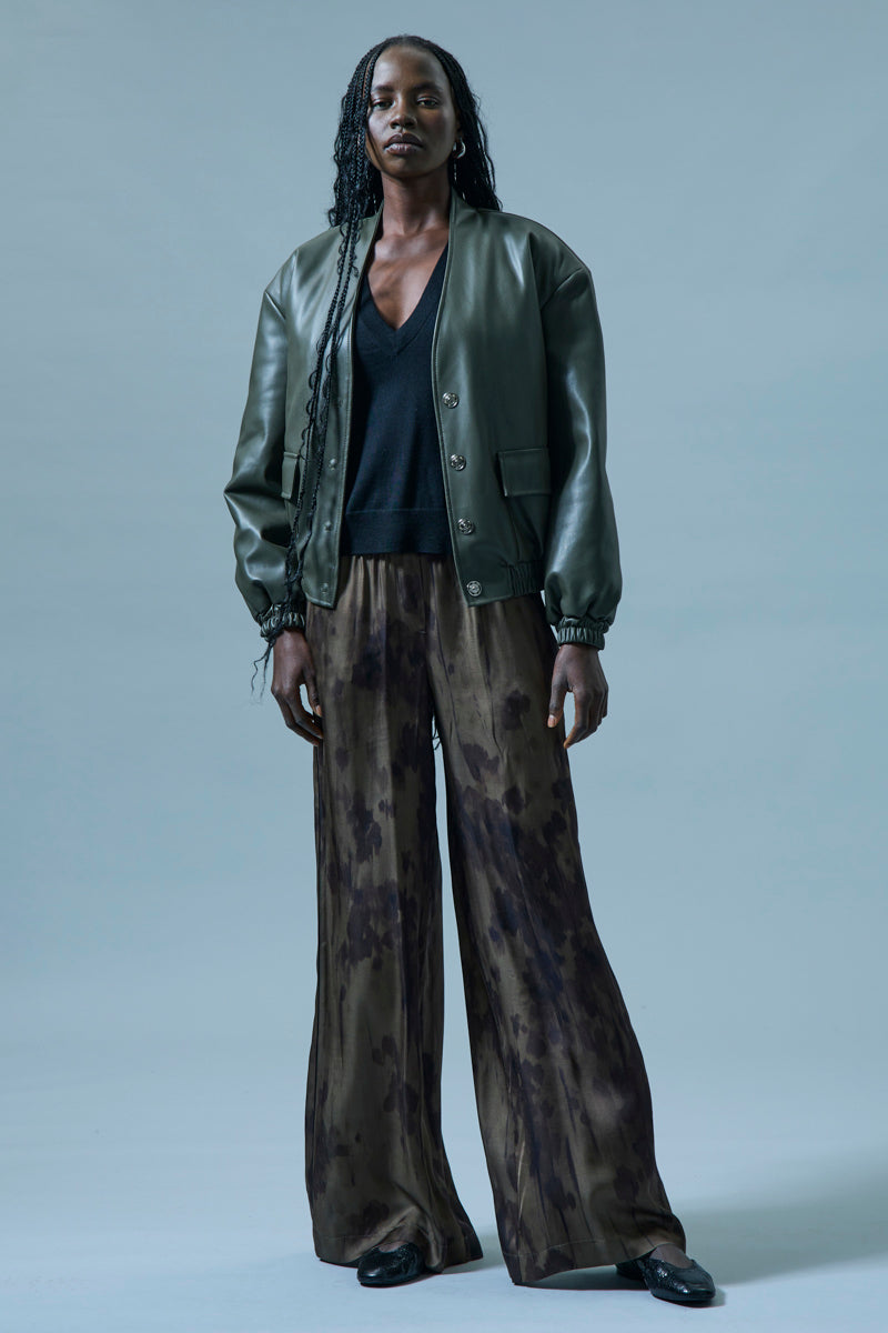 ICONA KHAKI LEATHER BOMBER RI5LE001 225