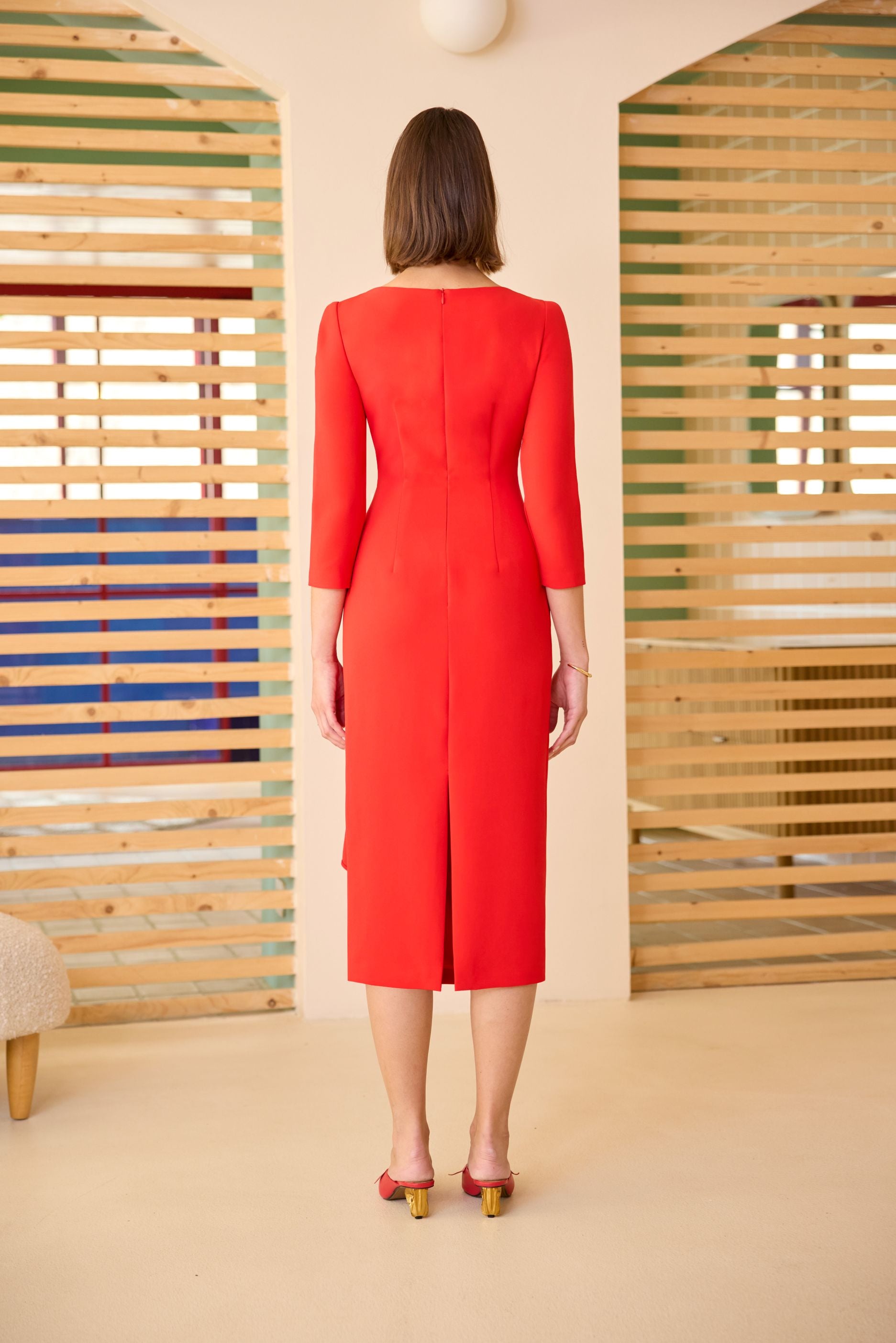 CARLA RUIZ CORAL ASYMETRIC NECK DRESS 52549 126