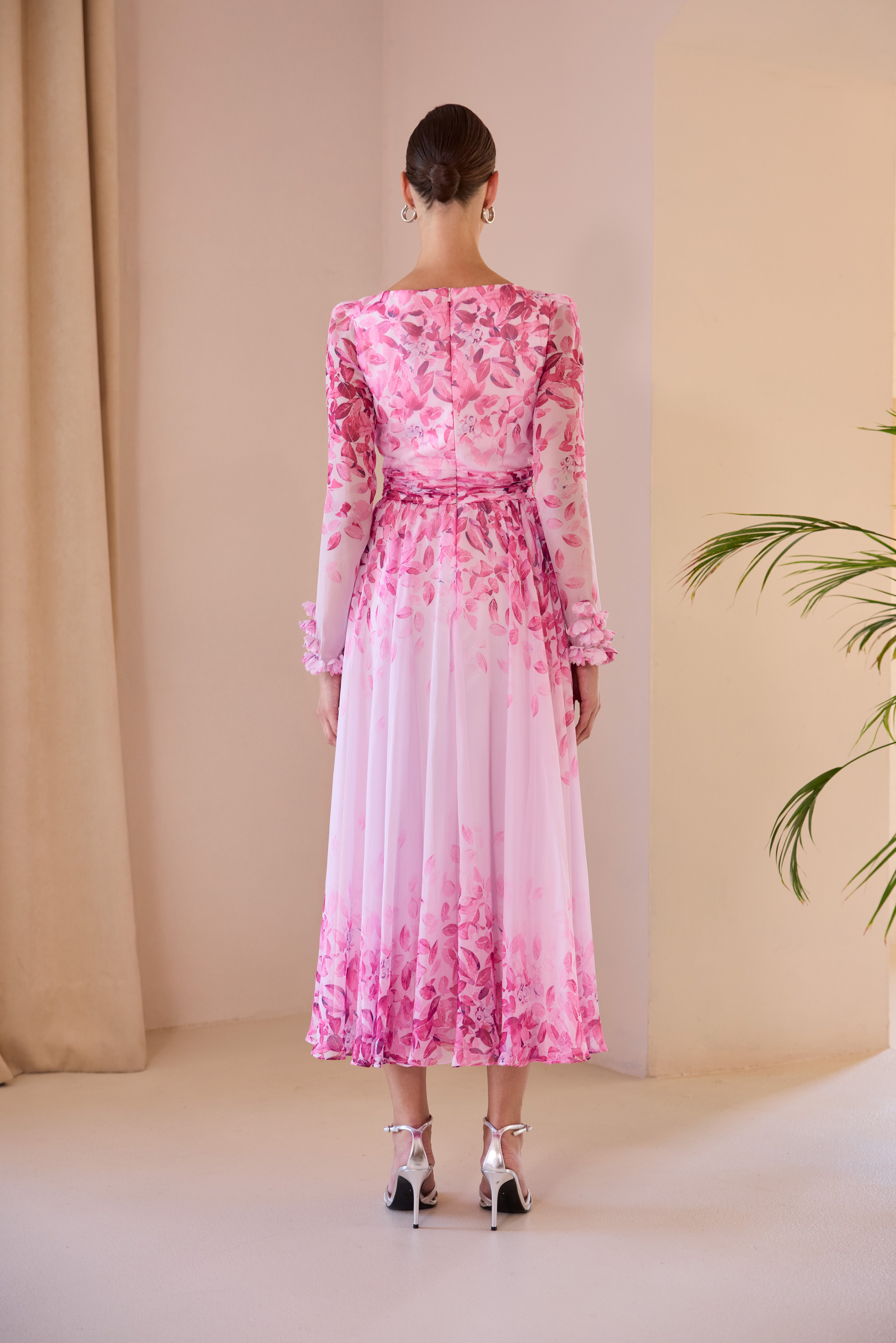 CARLA RUIZ PINK FLORAL CHIFFON DRESS 52707 126