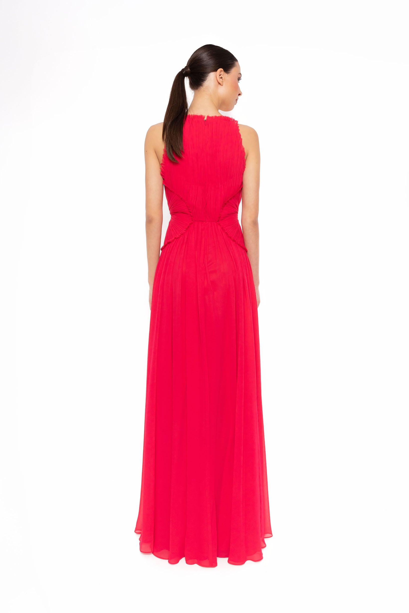 CARLA RUIZ RED LONG CHIFFON DRESS 52726 126