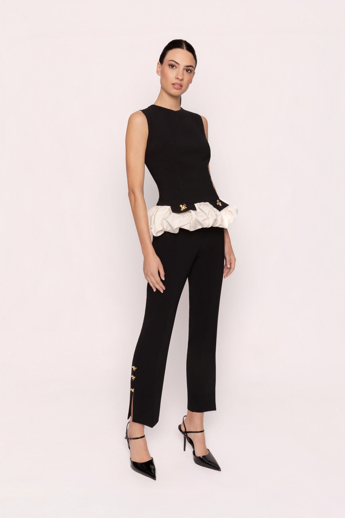 CARLA RUIZ BLACK PEPLUM TOP 53077 226