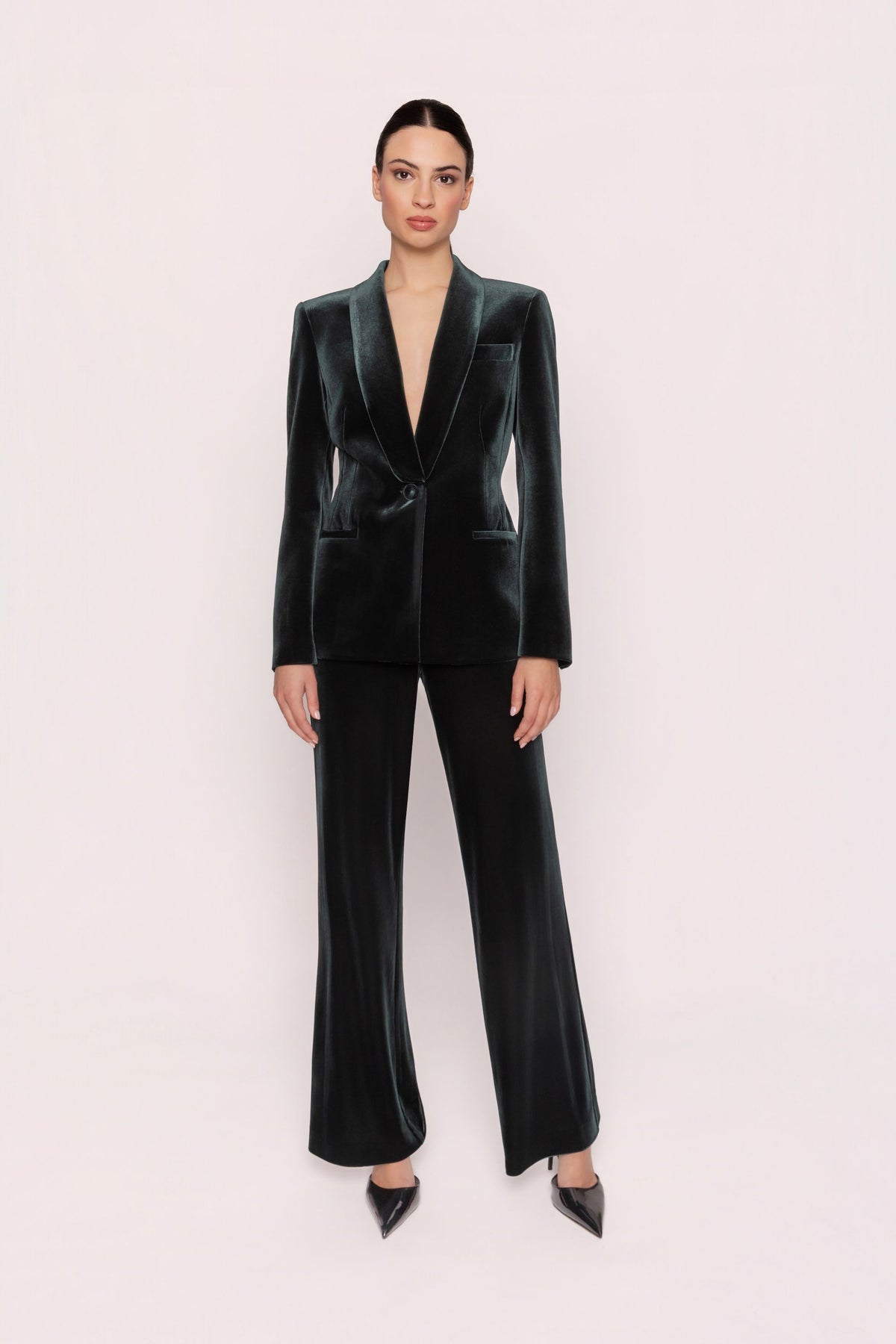53100 carla ruiz green velvet suit going out wedding races