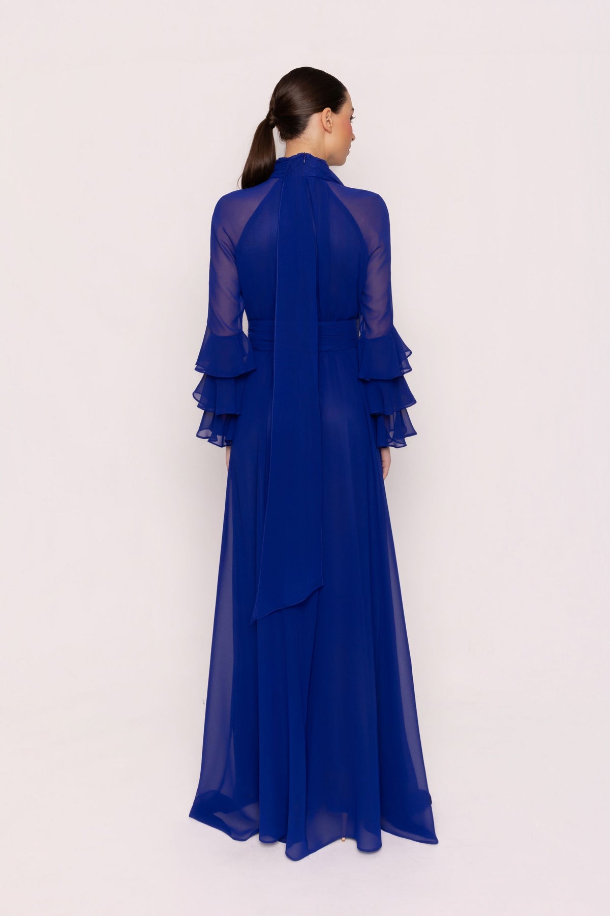 CARLA RUIZ BLUE LONG CHIFFON DRESS 53113 226