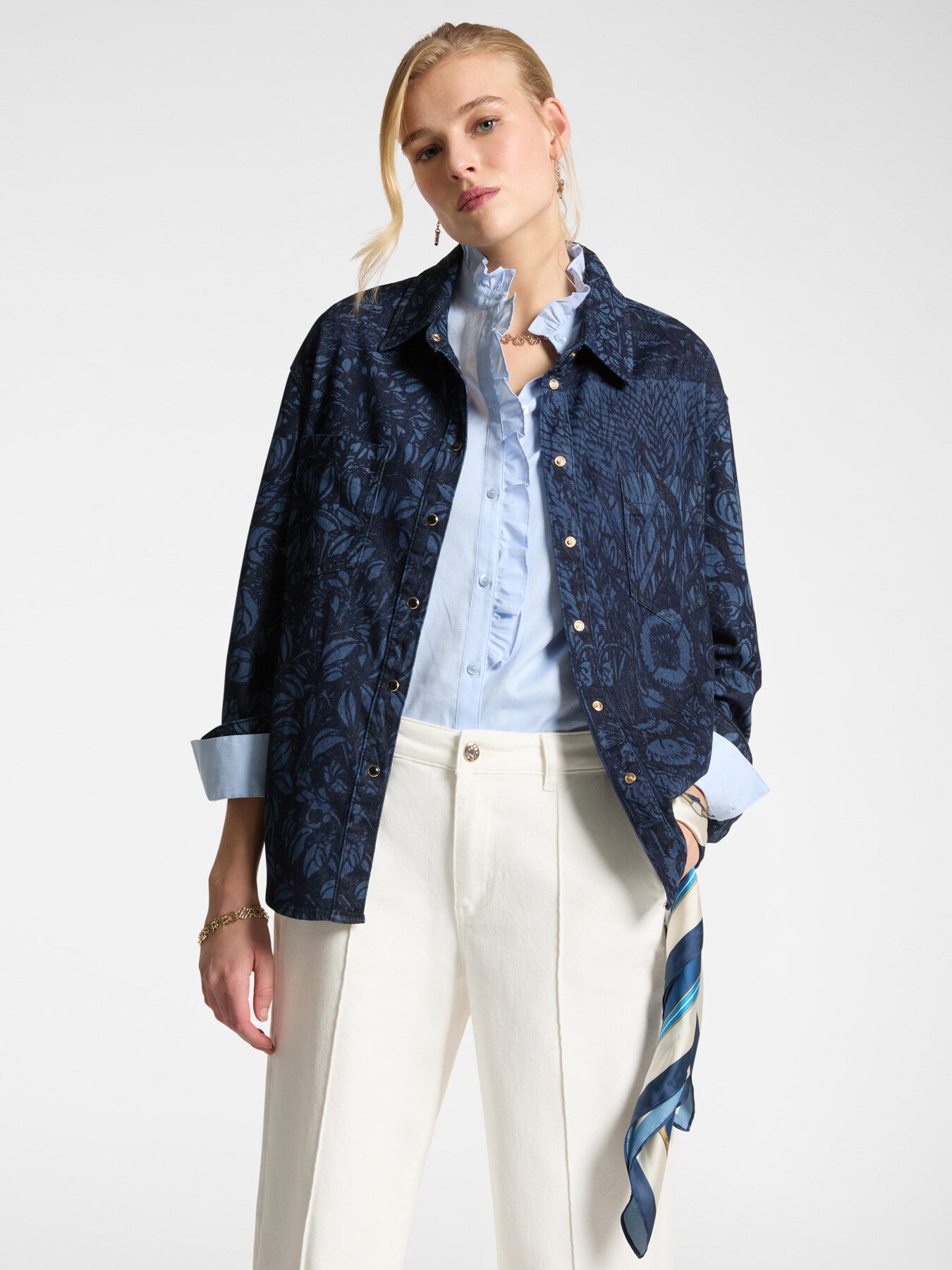 ELENA MIRO DENIM PRINTED SHIRT 5404P2 125