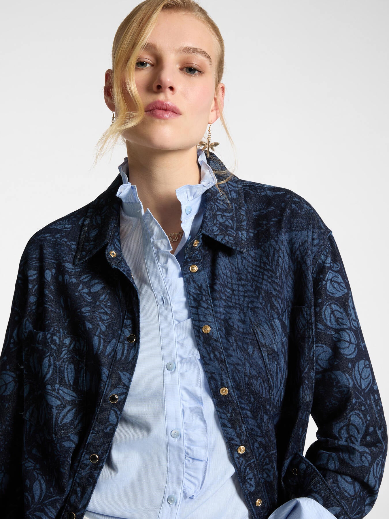 ELENA MIRO DENIM PRINTED SHIRT 5404P2 125